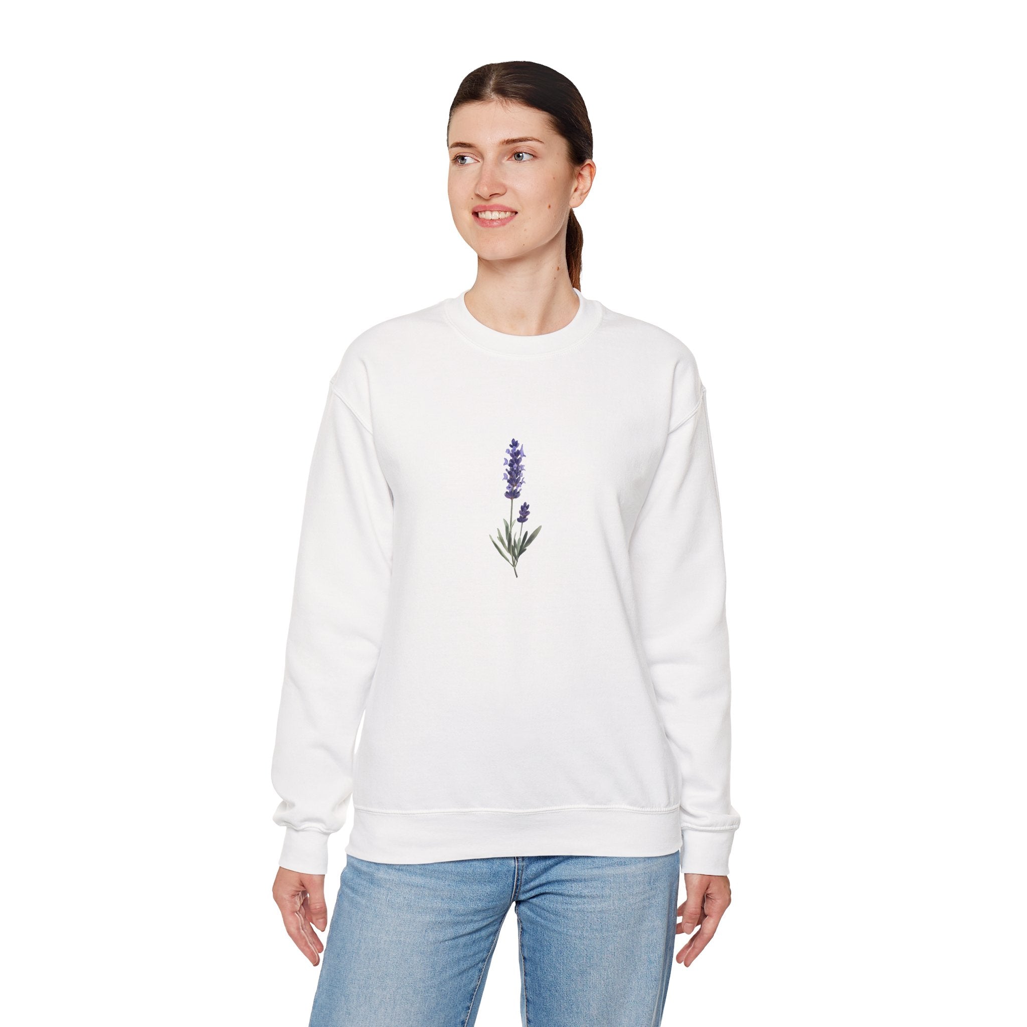Lavender Bloom Crewneck Sweatshirt – Cozy Unisex Floral Sweatshirt
