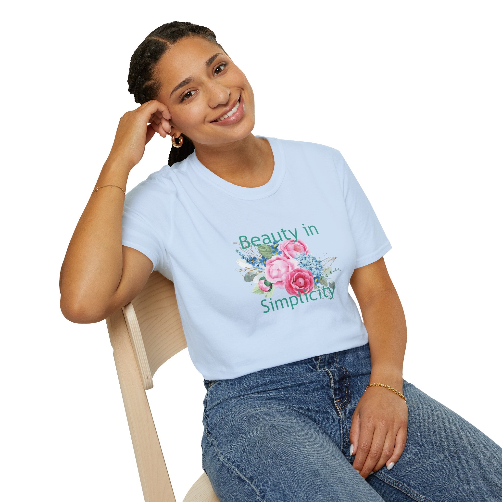 "Unisex Floral T-Shirt – 'Beauty in Simplicity' Eco-Friendly Summer Tee"