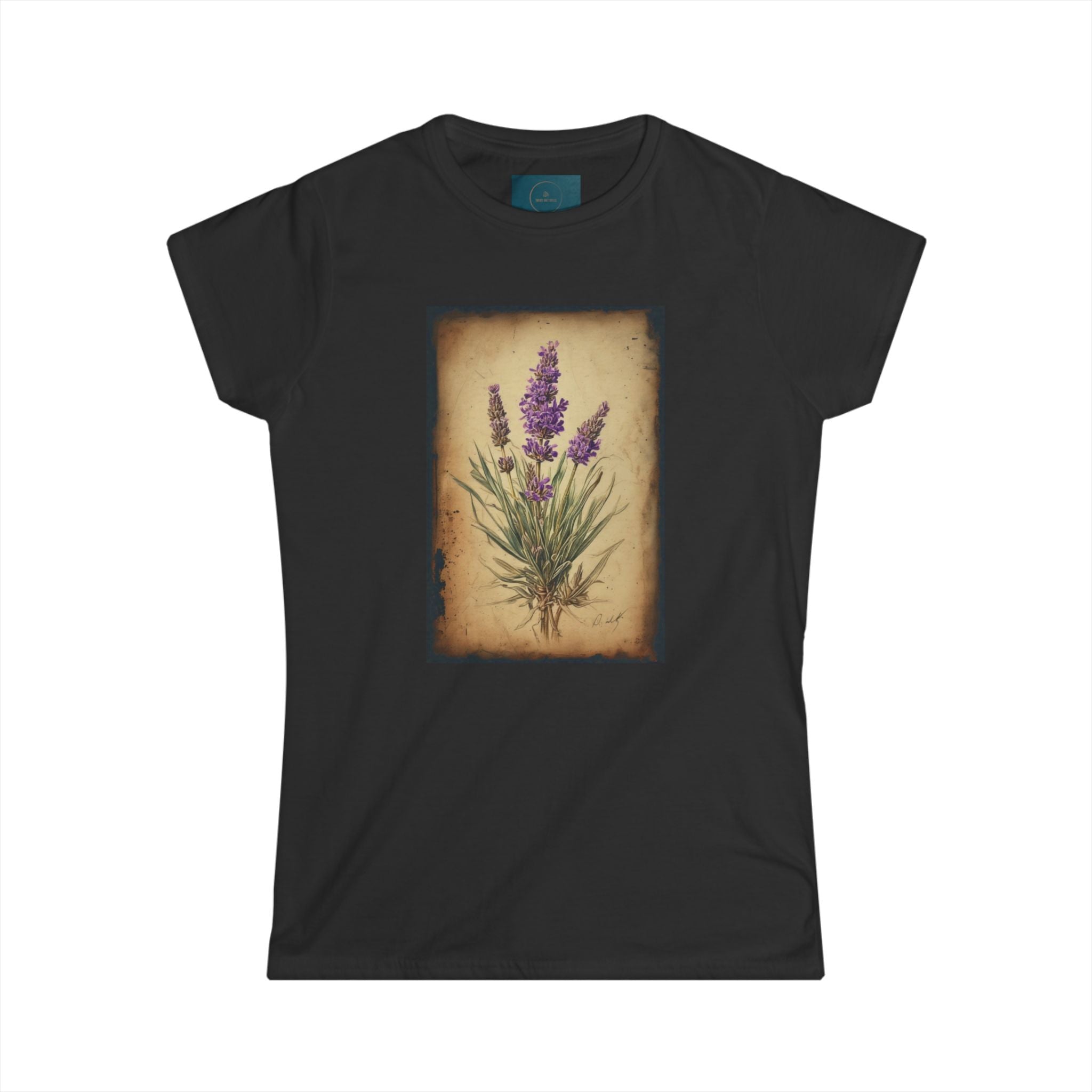 Lavender Floral Women’s Semi-Fitted Tee – Vintage Botanical Print Top