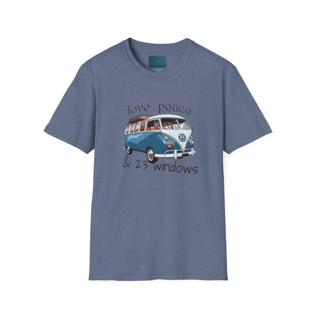 Love Peace & 23 Windows VW Bus T-Shirt | Vintage Boho Unisex Tee