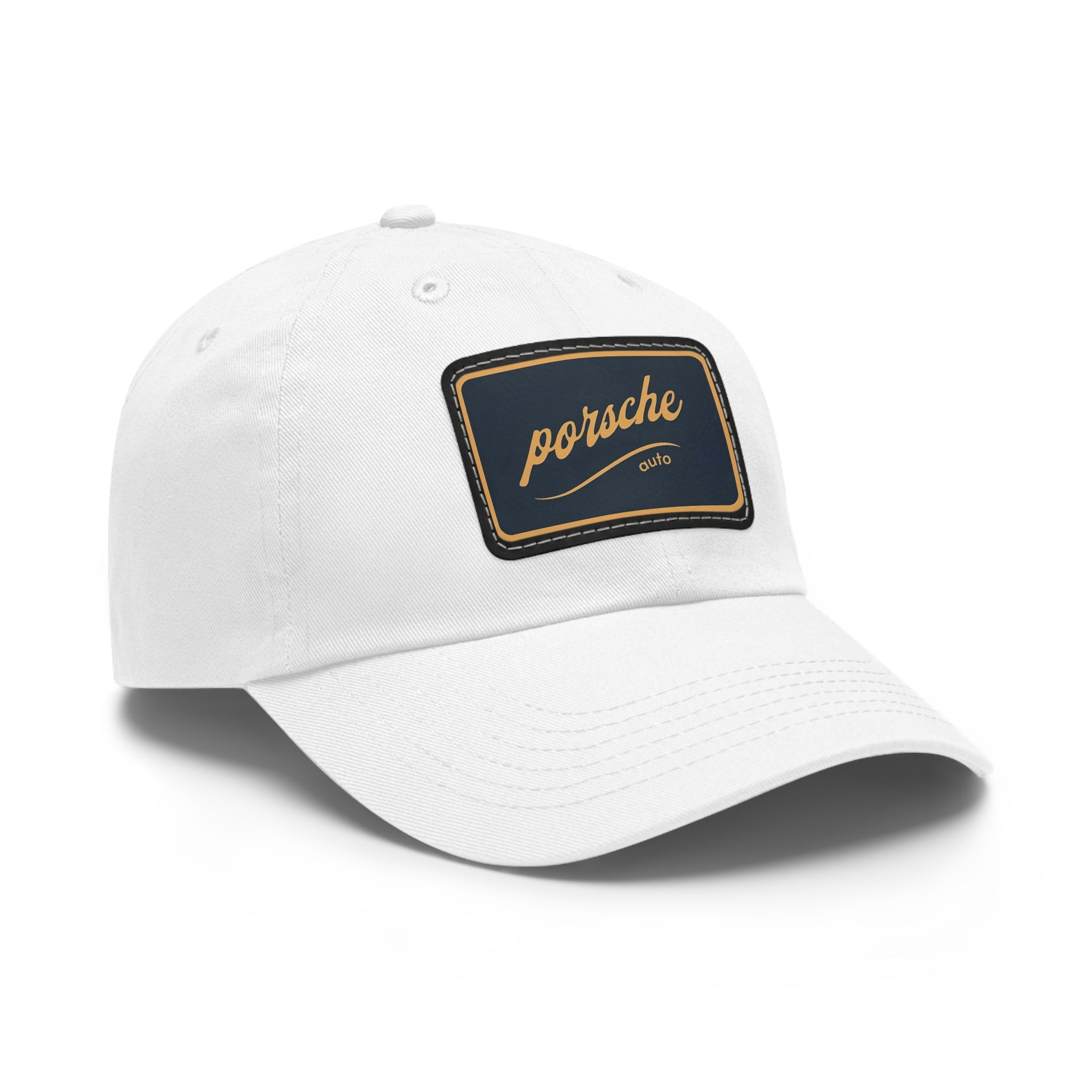 Porsche Logo Chino Twill Cap – Leather Patch Casual Hat for Car Lovers
