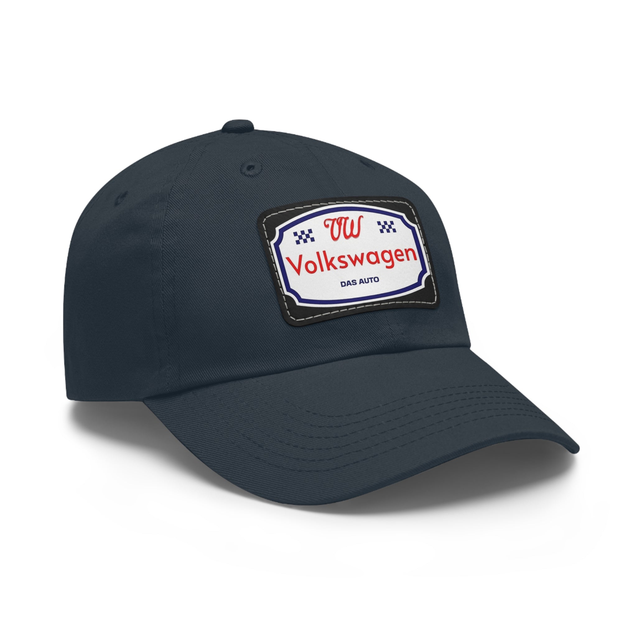 VW Logo Chino Twill Cap – Leather Patch Hat for Car Lovers