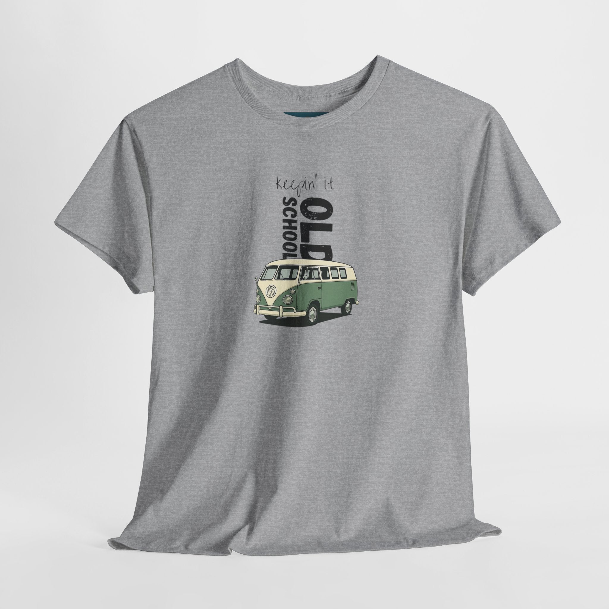 Retro VW Bus Tee | 'Keepin' It Old School' Road Trip Shirt, Vintage Camper Graphic Shirt