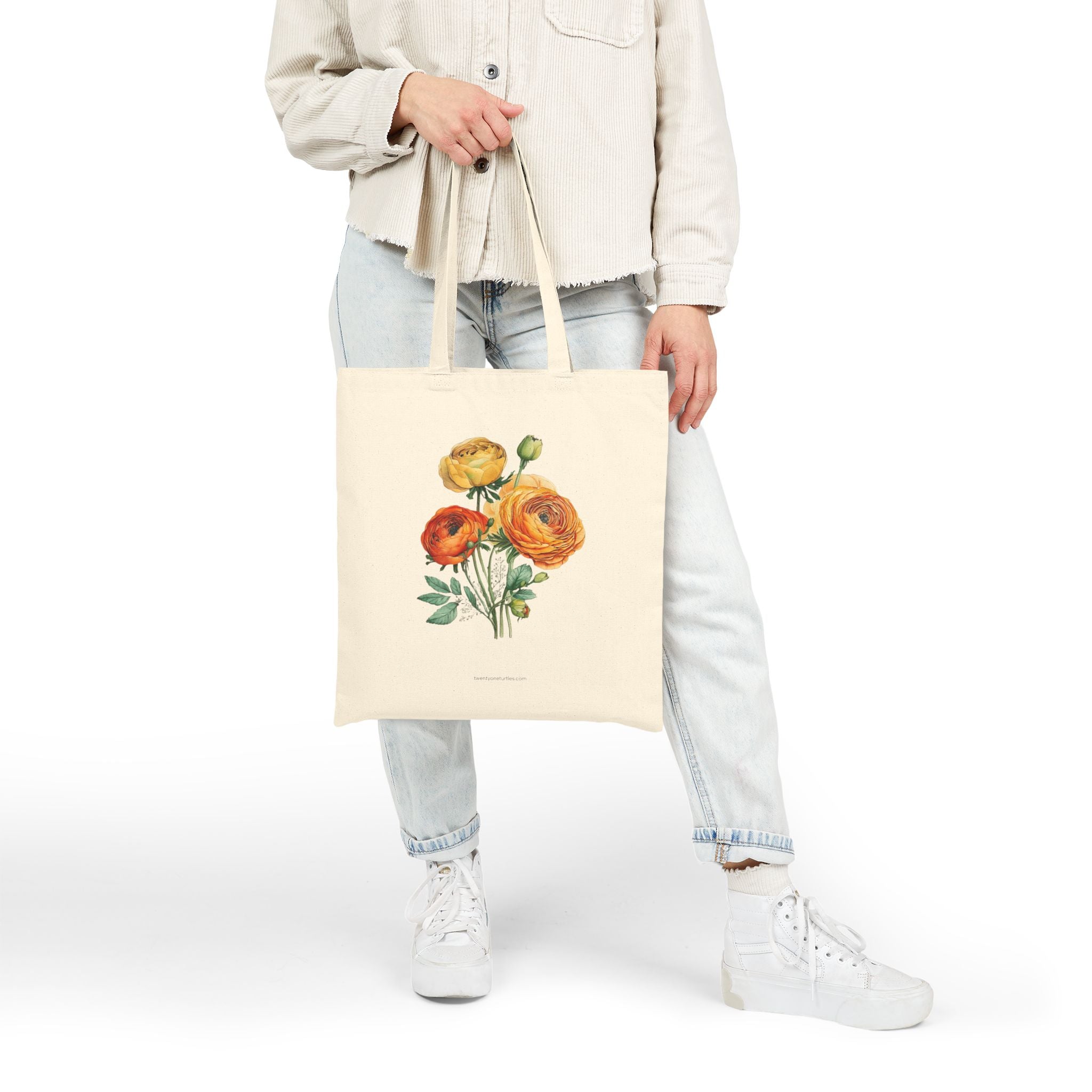 Floral Cotton Canvas Tote Bag – with 2 Different Prints | market bag