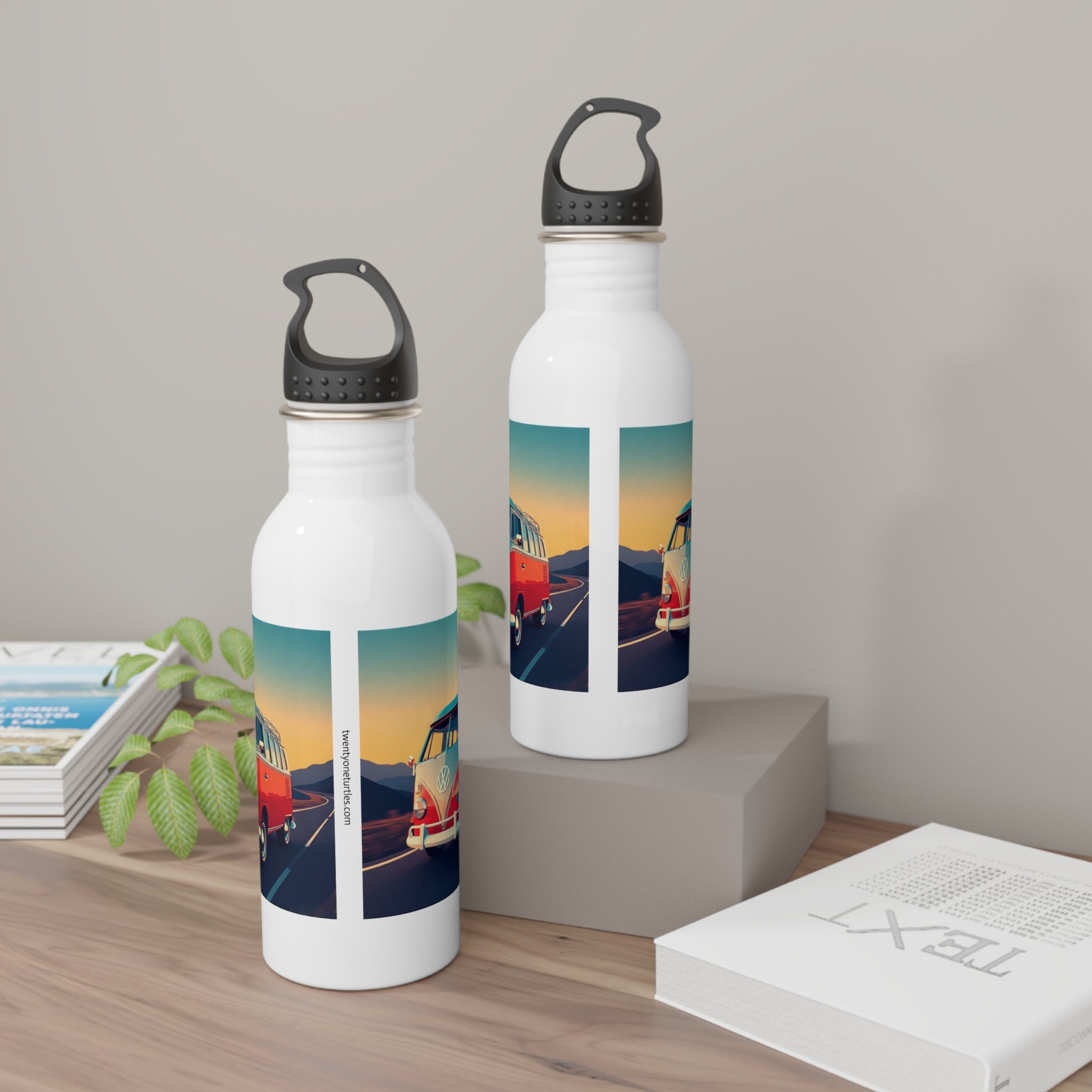 20oz Stainless Steel Water Bottle – VW Bus Print, Road Trip Ready