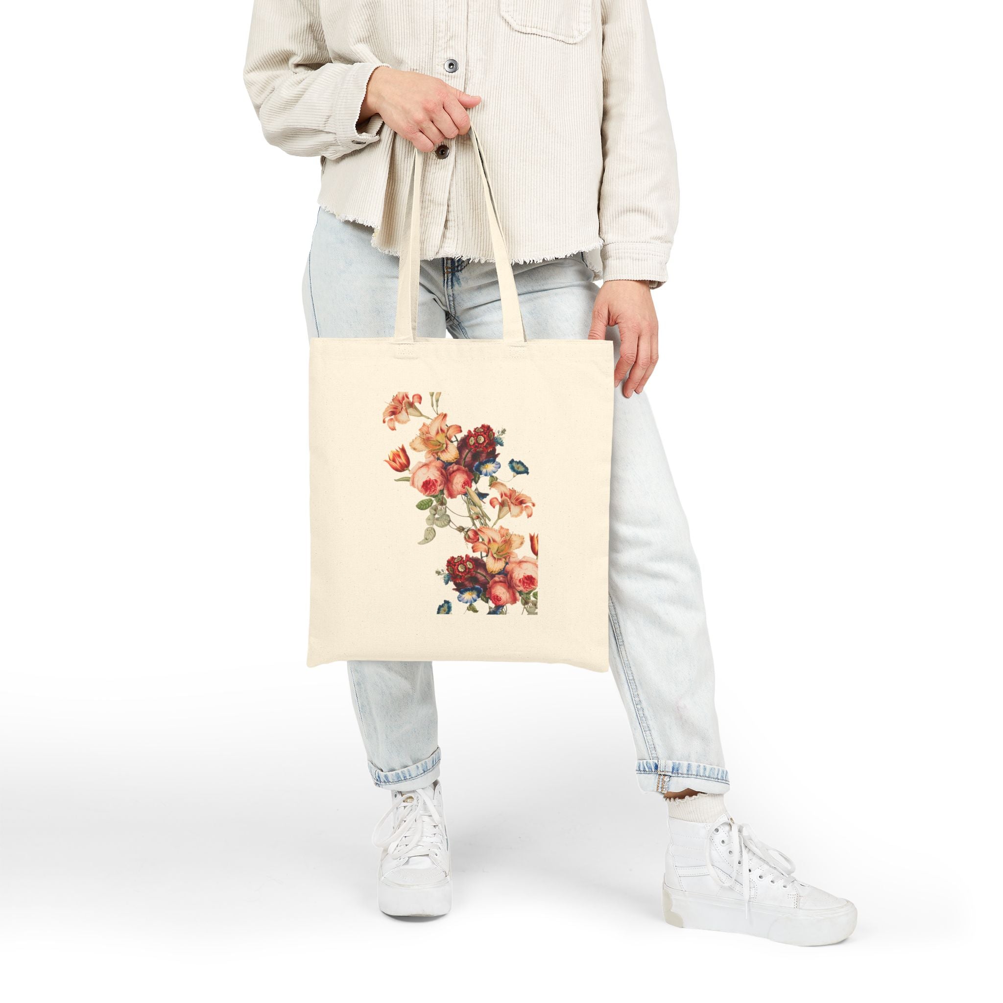 Floral Cotton Canvas Tote Bag – with 2 Different Prints | market bag