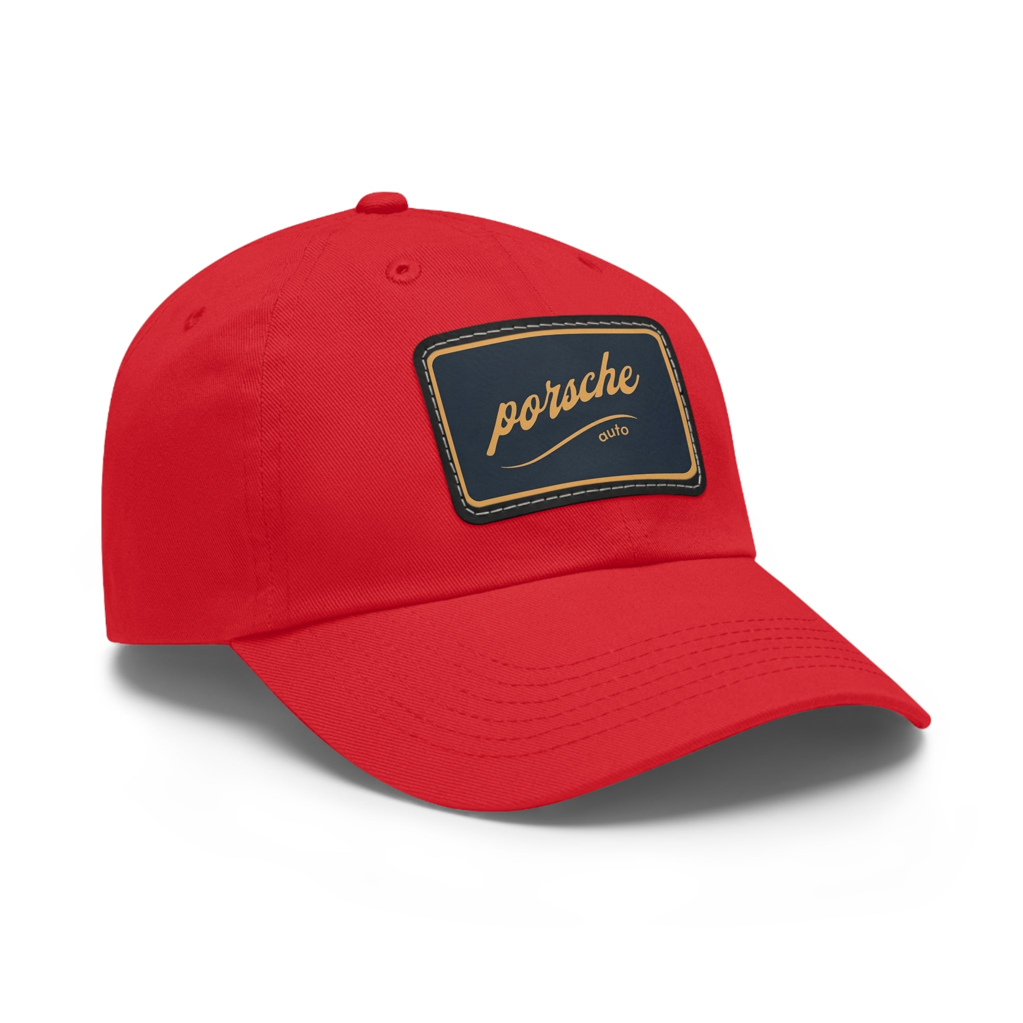 Porsche Logo Chino Twill Cap – Leather Patch Casual Hat for Car Lovers