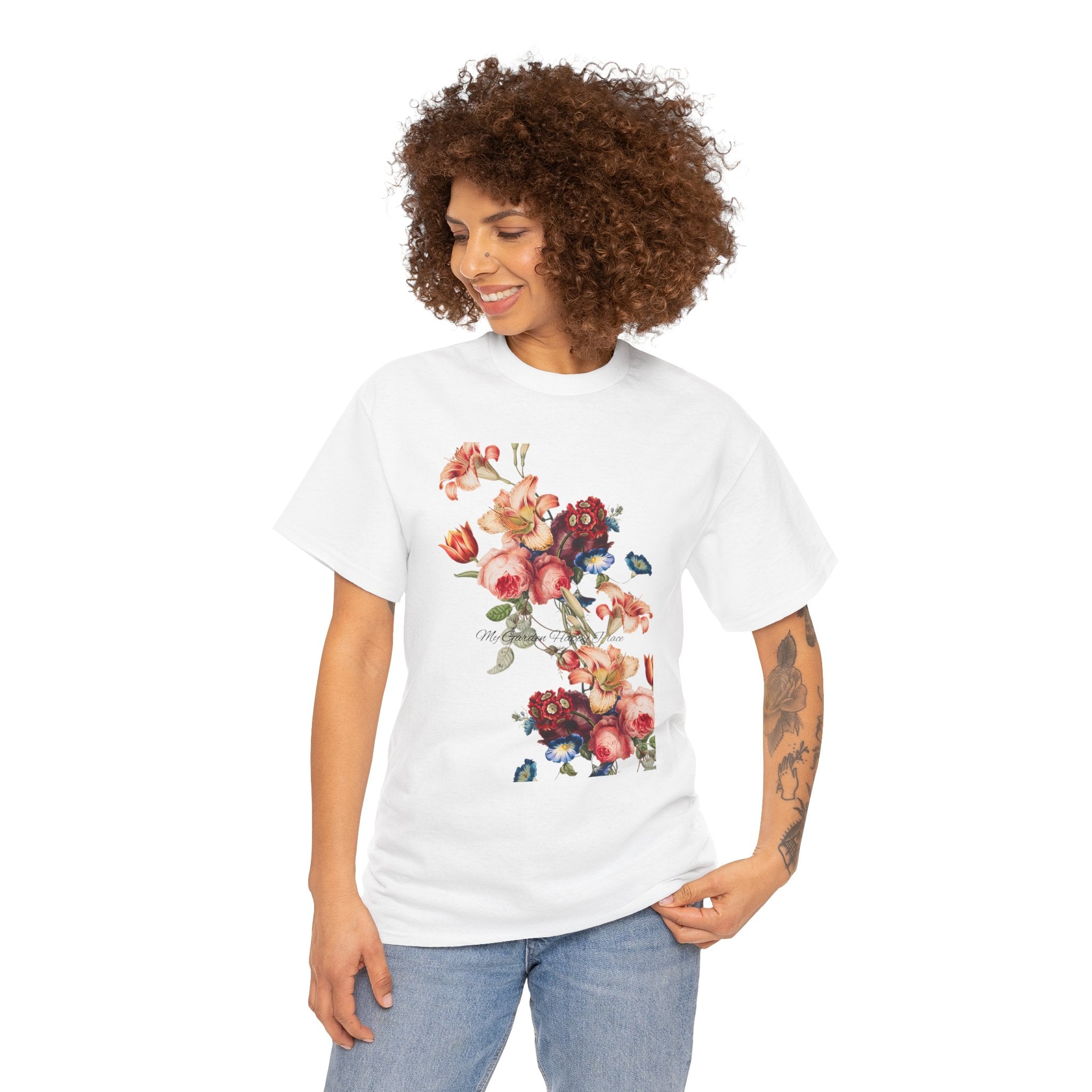 Floral 'Garden Happy Place' Unisex T-Shirt – Cute Vintage Graphic Tee