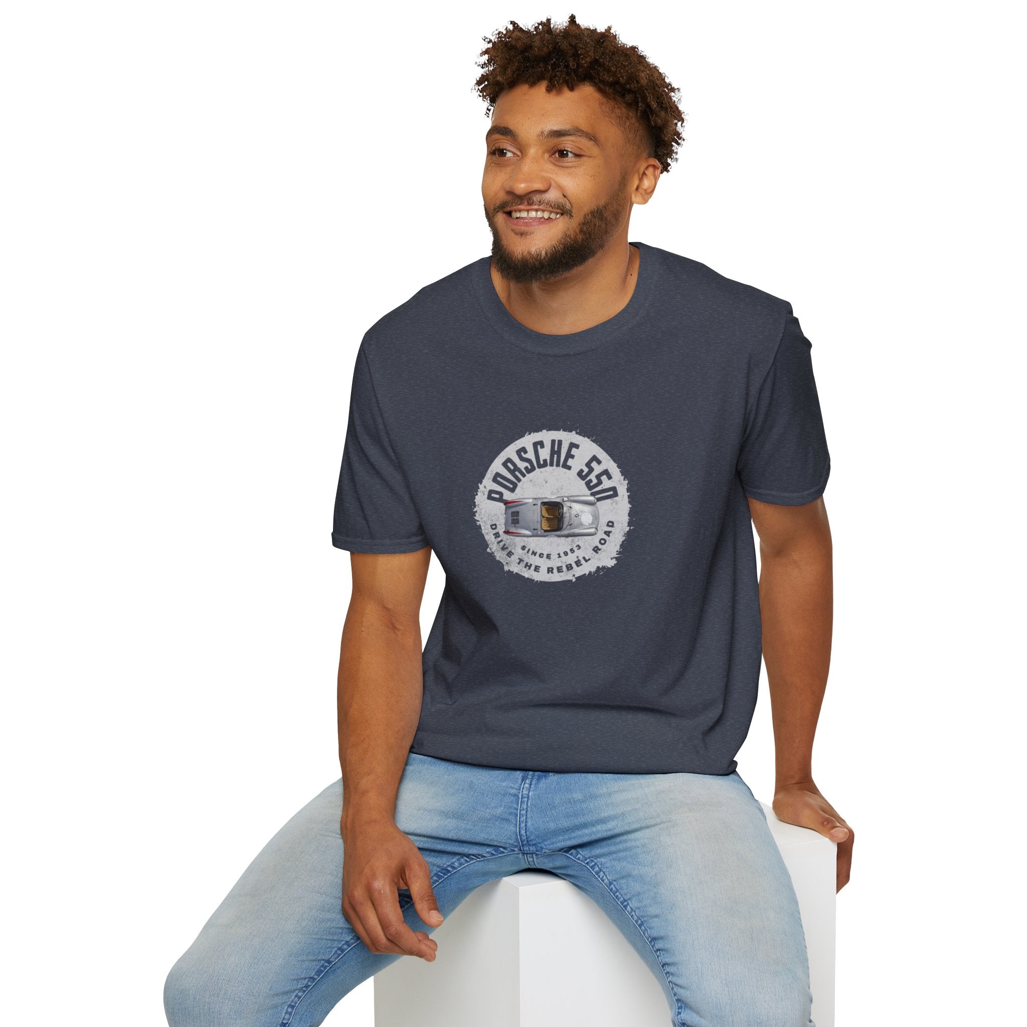 Porsche 550 Unisex Softstyle T-Shirt – Vintage Car Tee for Classic Car Lovers & Road Trip Enthusiasts