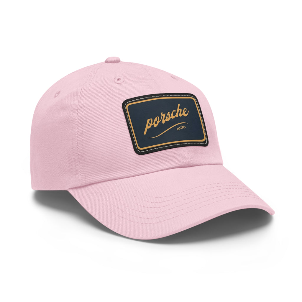 Porsche Logo Chino Twill Cap – Leather Patch Casual Hat for Car Lovers