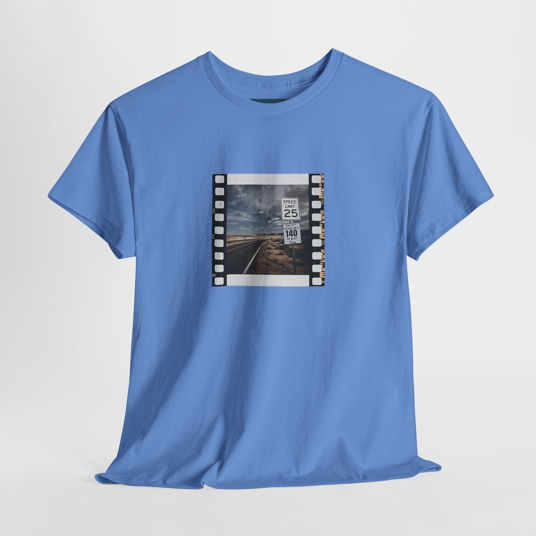 Porsche Road Sign T-Shirt – Retro Film Strip Style Unisex Tee.
