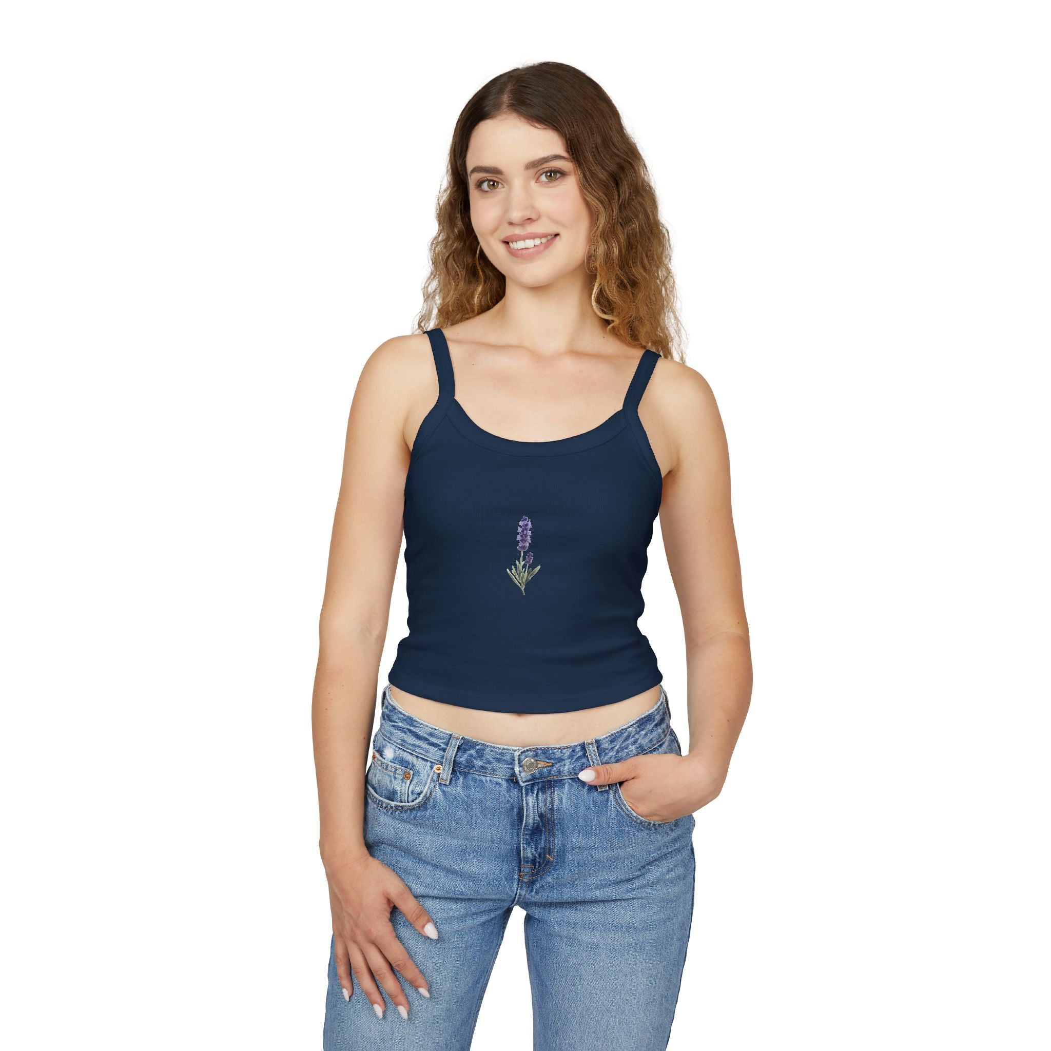 Boho Lavender Floral Tank – Women’s Spaghetti Strap Summer Top