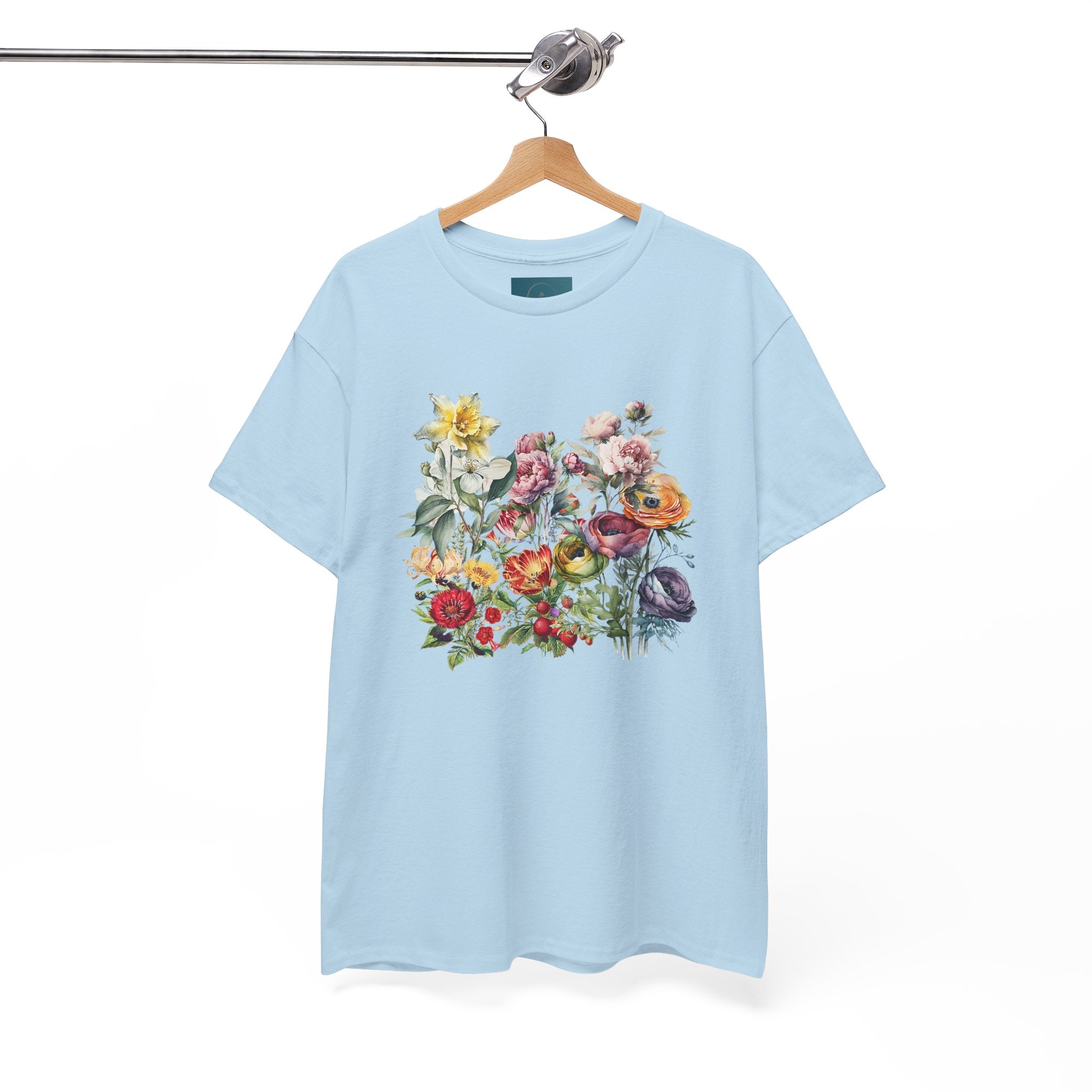 Floral Print Unisex Cotton Tee – Spring flowers Casual T-Shirt.
