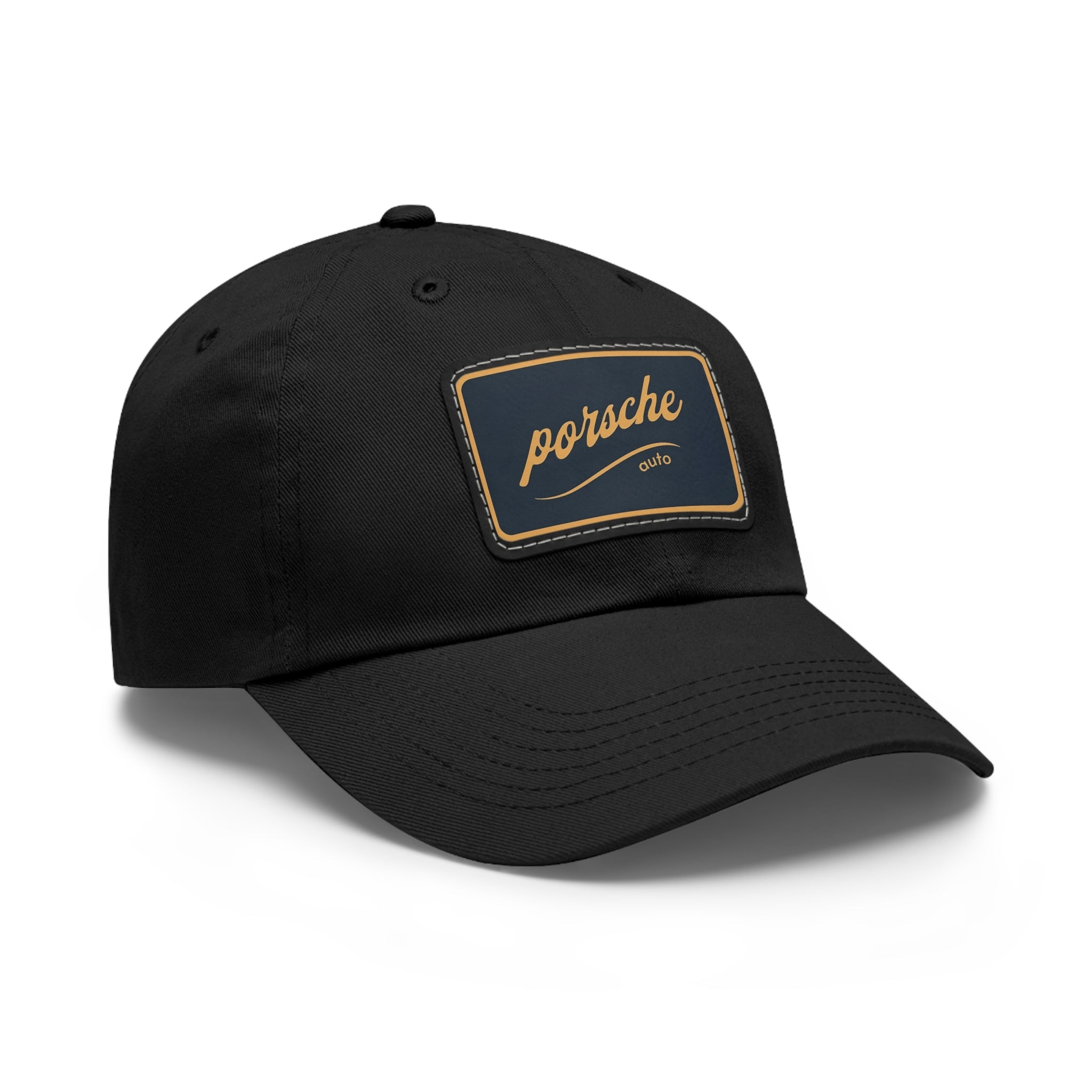 Porsche Logo Chino Twill Cap – Leather Patch Casual Hat for Car Lovers