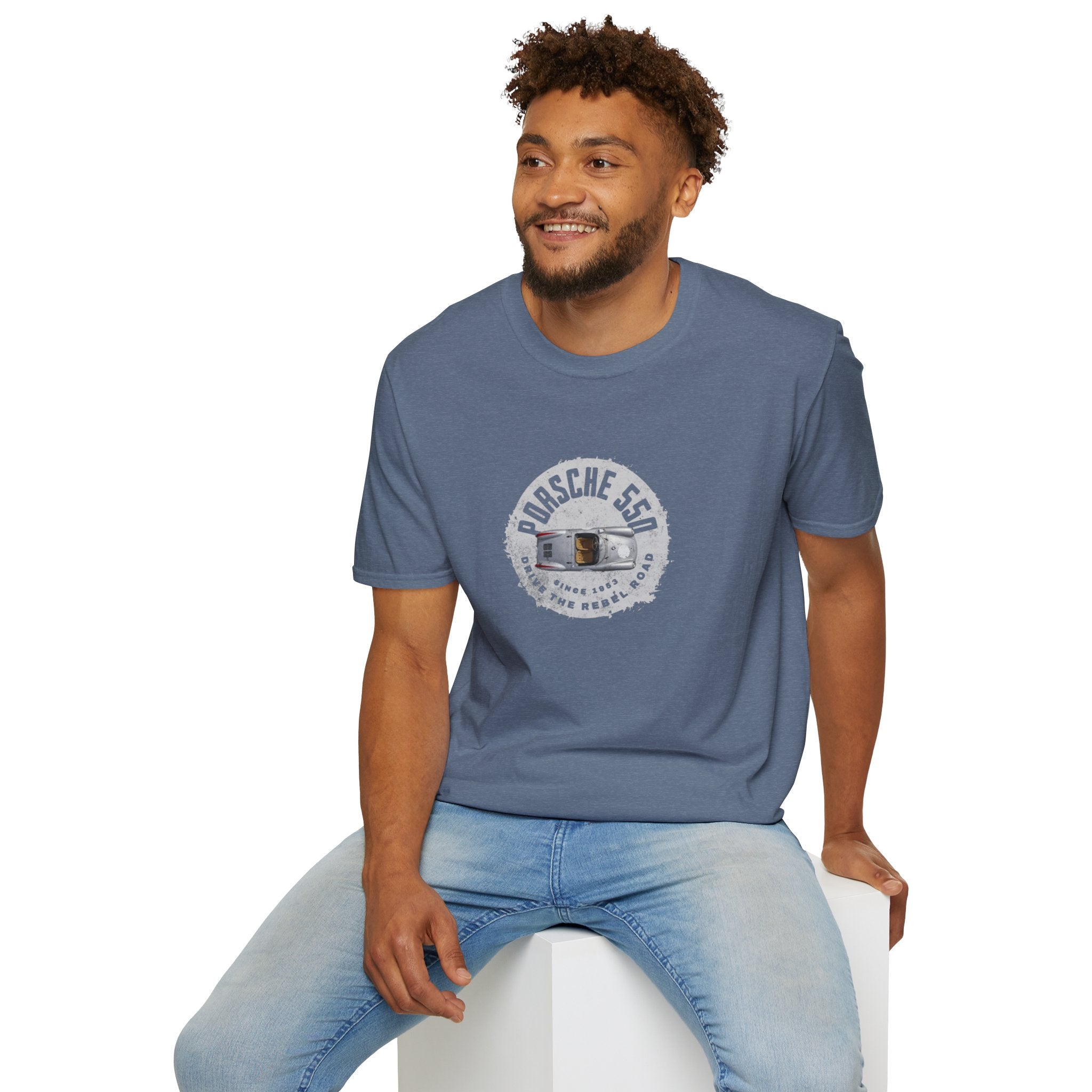 Porsche 550 Unisex Softstyle T-Shirt – Vintage Car Tee for Classic Car Lovers & Road Trip Enthusiasts