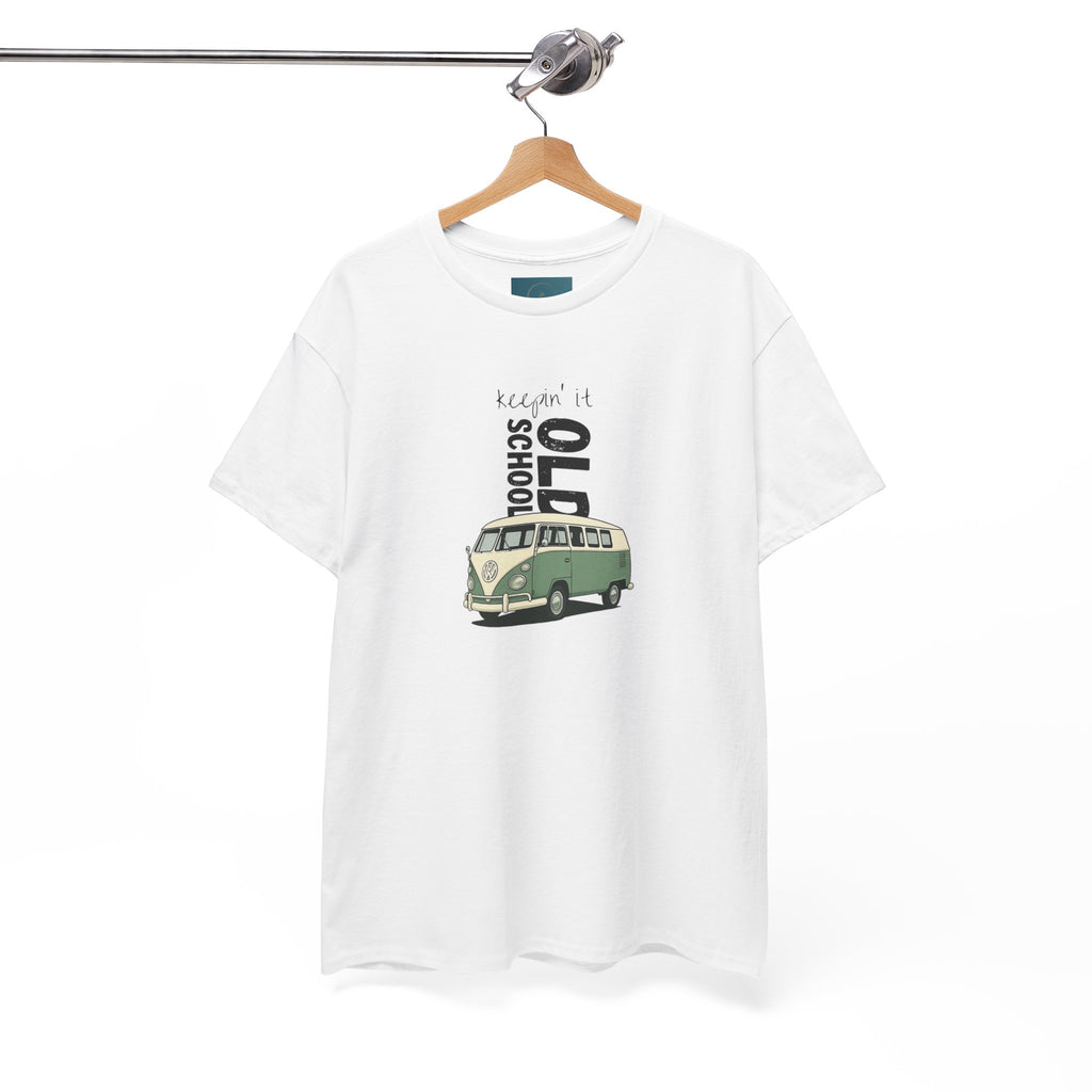 Retro VW Bus Tee | 'Keepin' It Old School' Road Trip Shirt, Vintage Camper Graphic Shirt