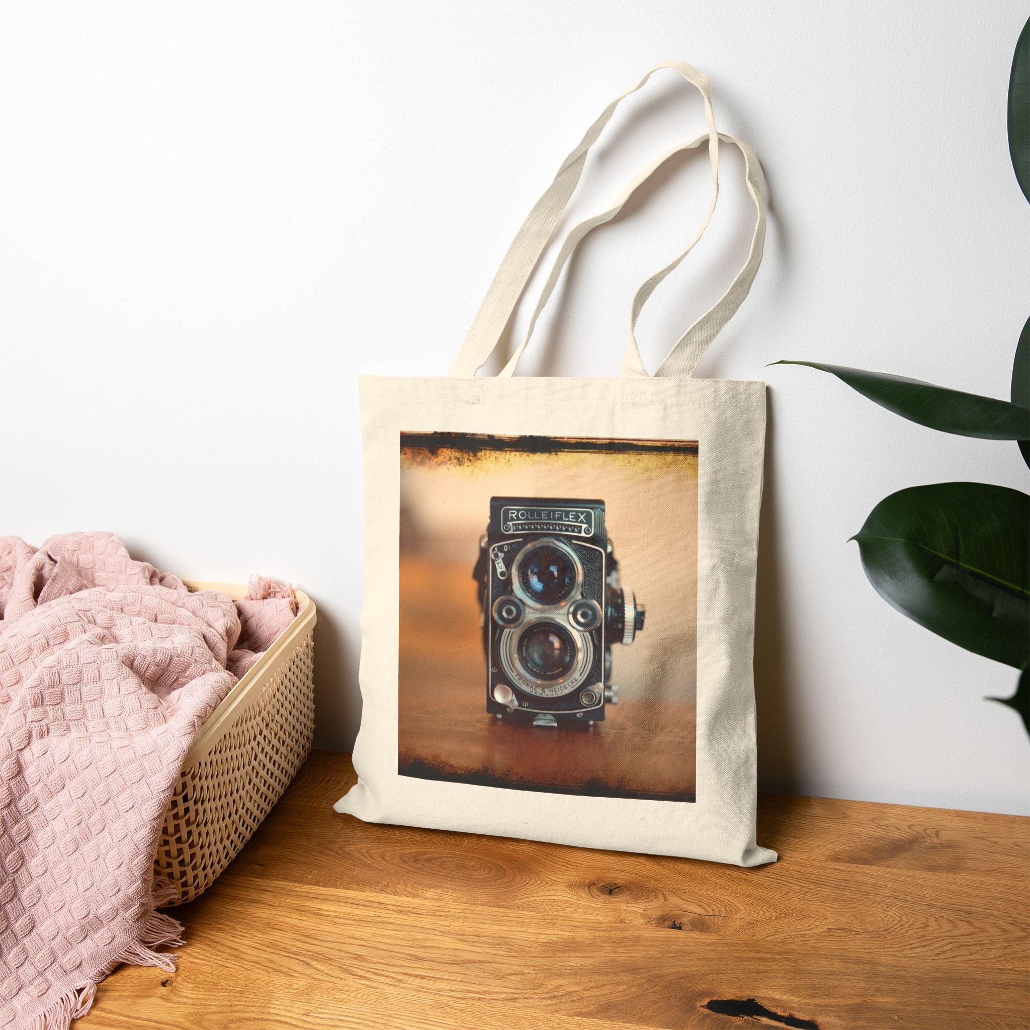Vintage Rolleiflex Camera Print Tote Bag – Eco-Friendly Cotton Canvas Shopper