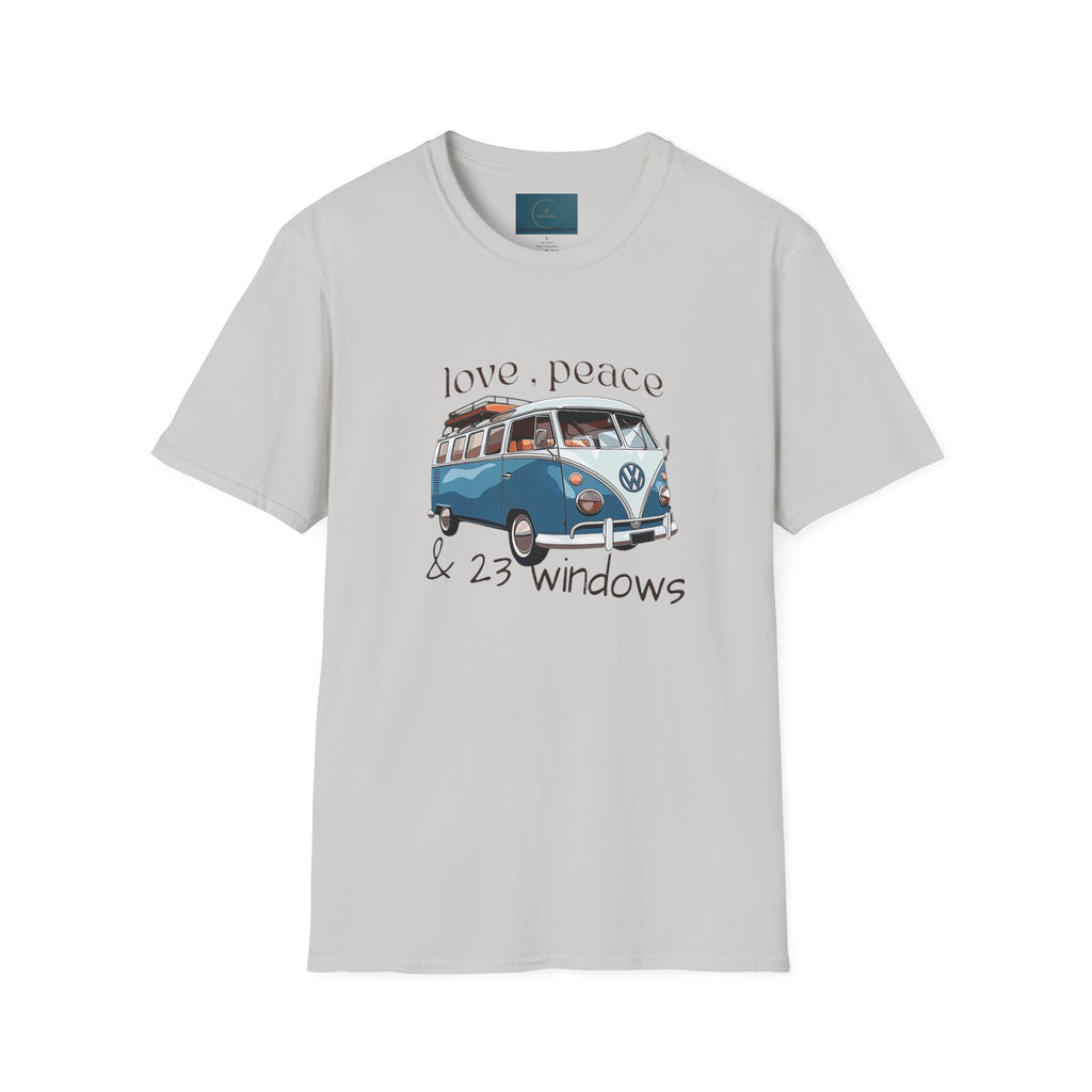 Love Peace & 23 Windows VW Bus T-Shirt | Vintage Boho Unisex Tee