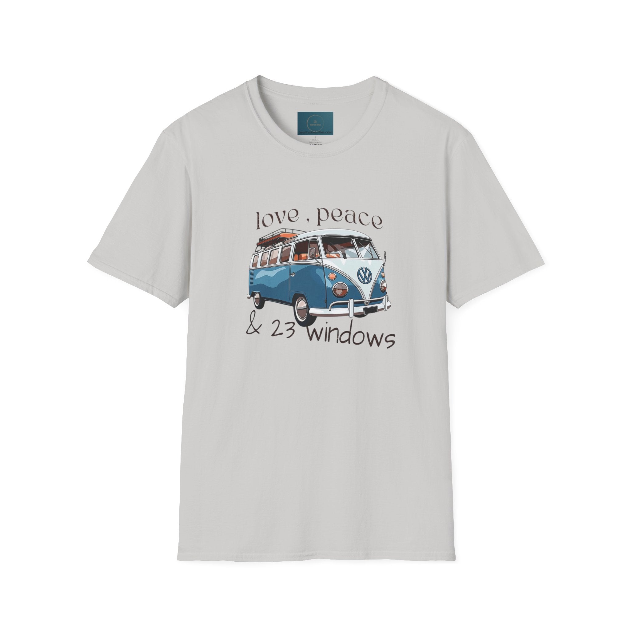 Love Peace & 23 Windows VW Bus T-Shirt | Vintage Boho Unisex Tee