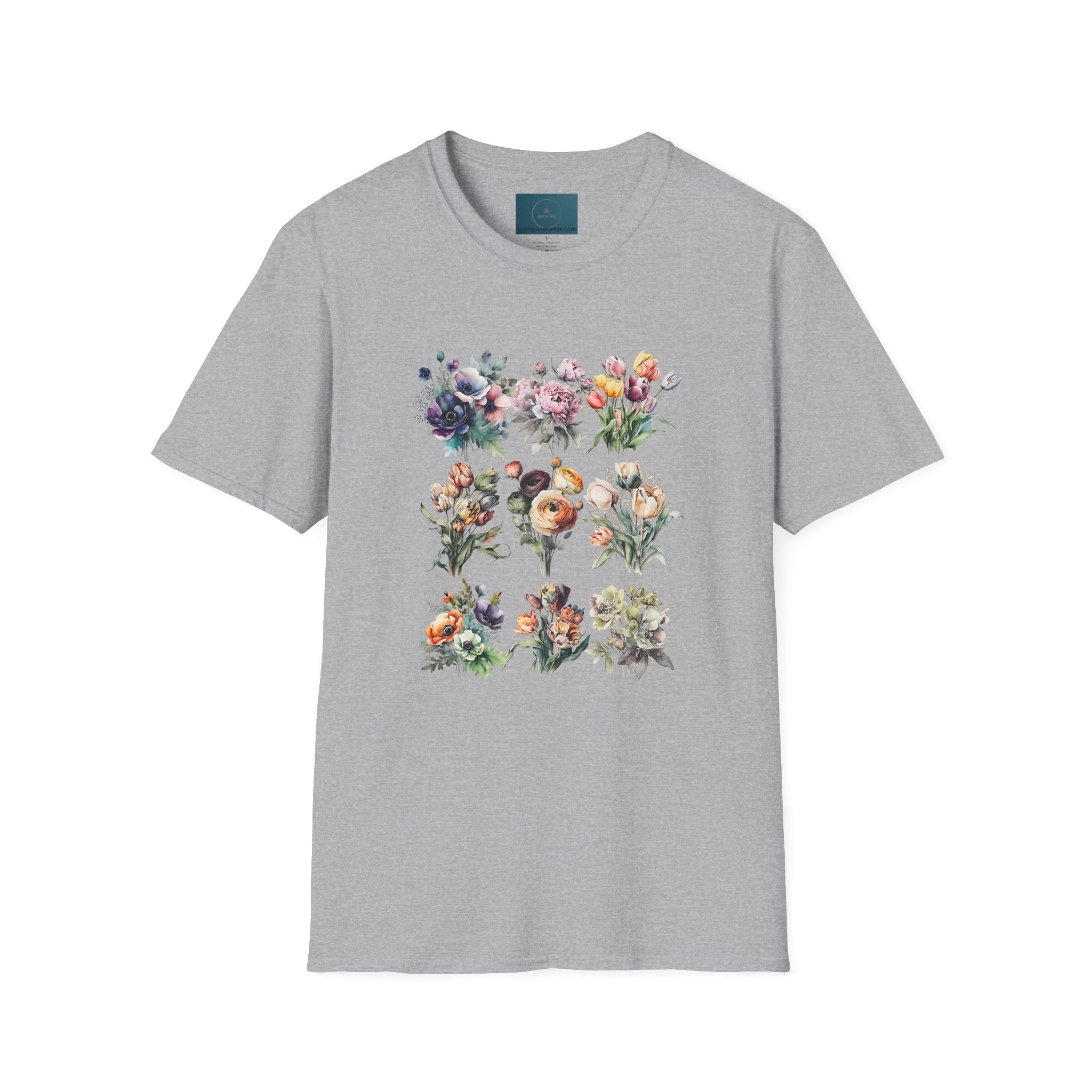 Floral Garden Unisex T-Shirt - Softstyle Casual Tee, Summer Wardrobe & Gift for Her