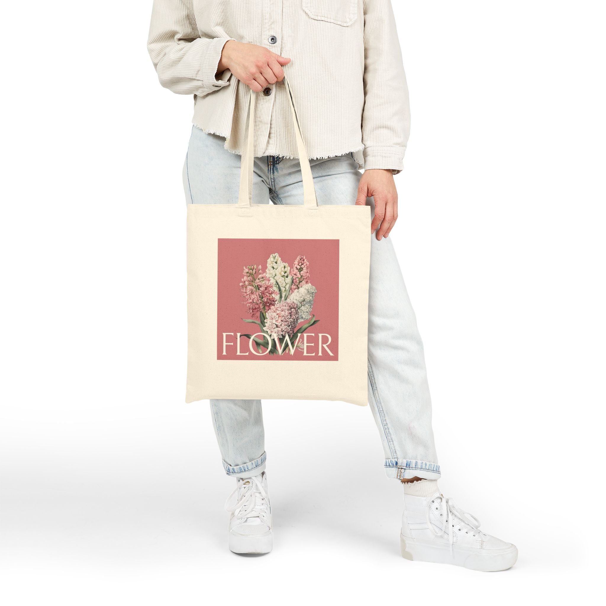 Floral Canvas Tote Bag – Eco-Friendly & Reusable for Shopping