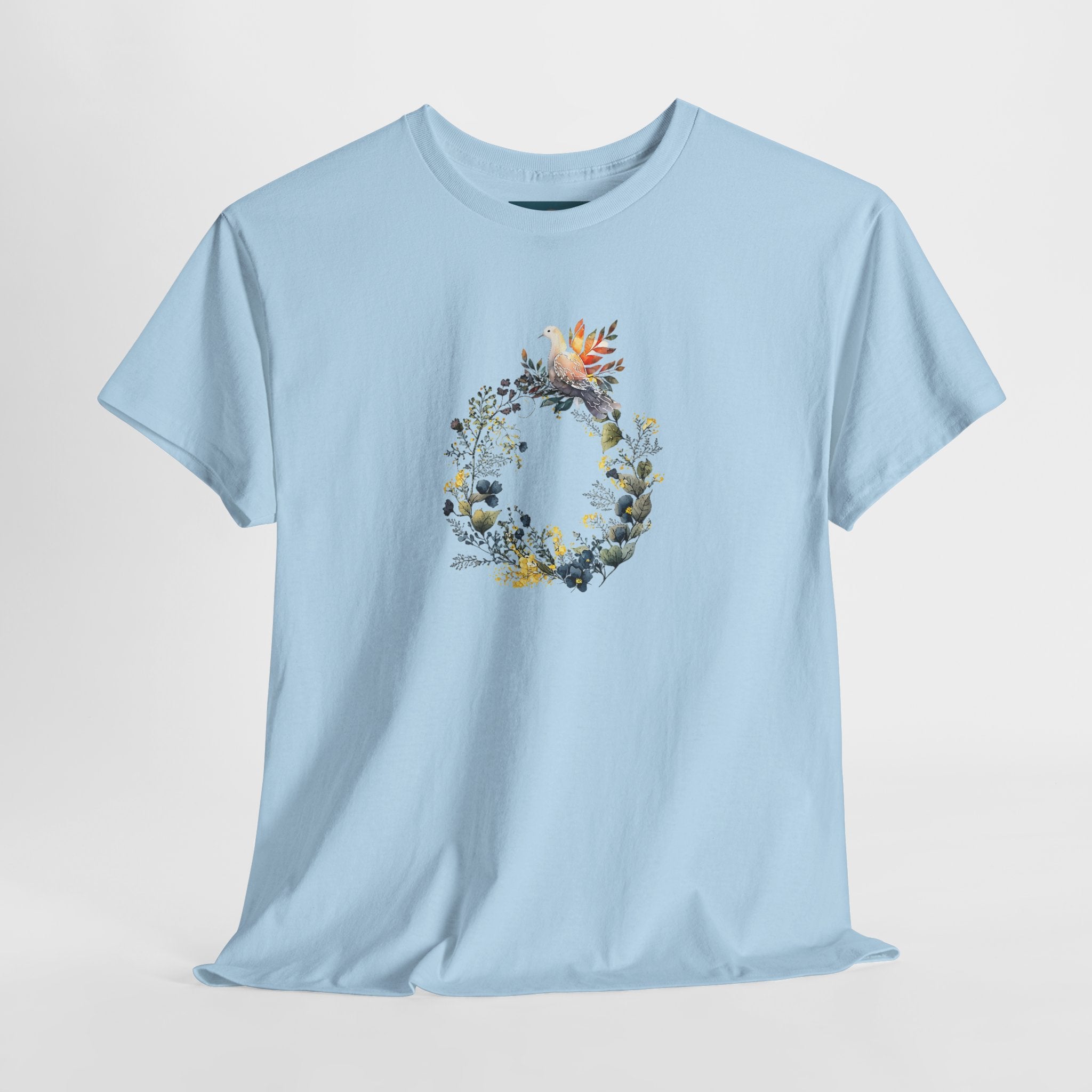 Floral 'Dove of Peace' Unisex Cotton Tee - Eco-Friendly Casual Shirt