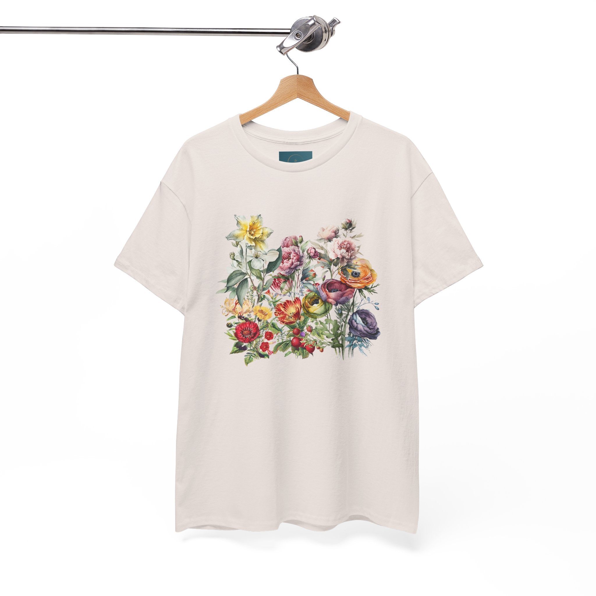 Floral Print Unisex Cotton Tee – Spring flowers Casual T-Shirt.