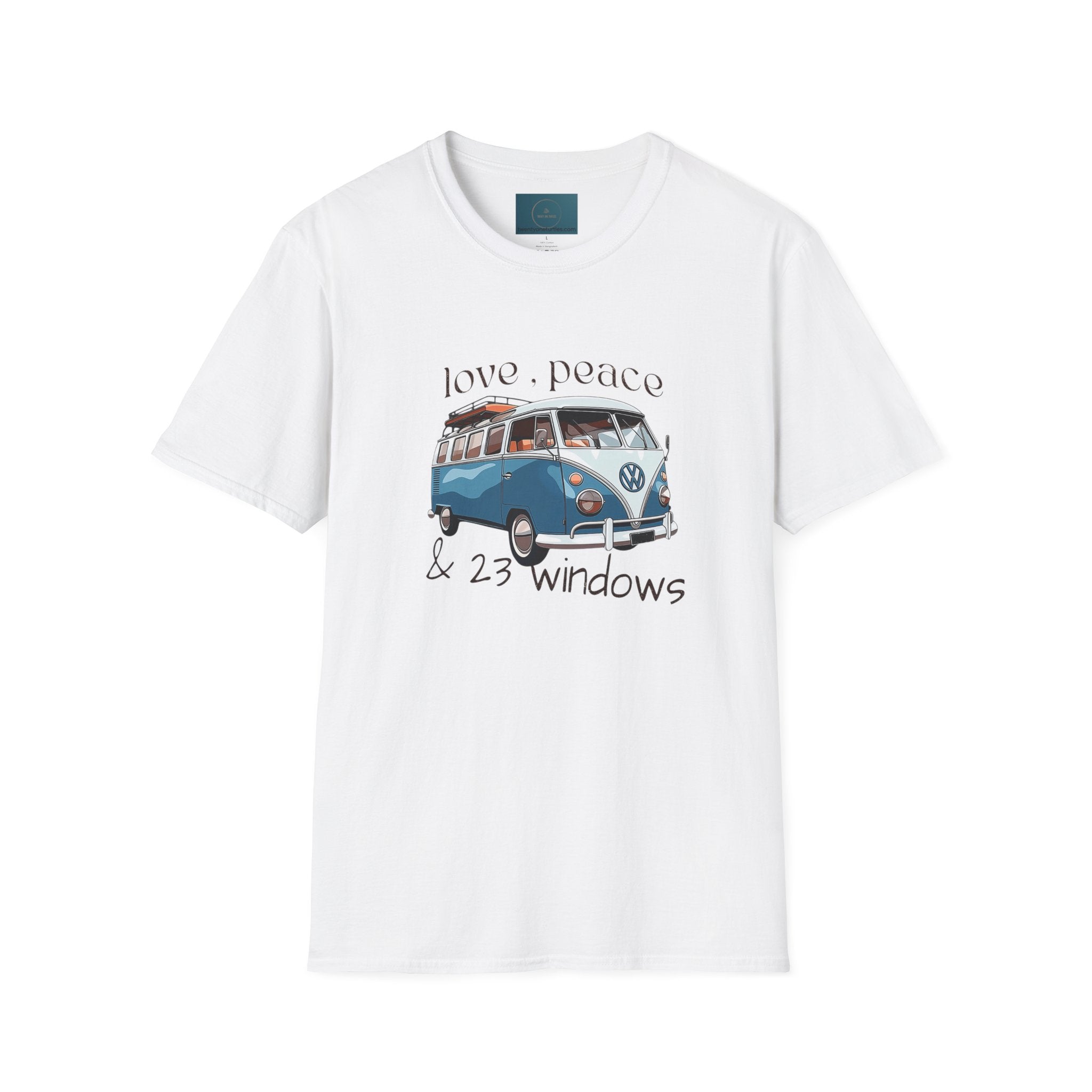 Love Peace & 23 Windows VW Bus T-Shirt | Vintage Boho Unisex Tee