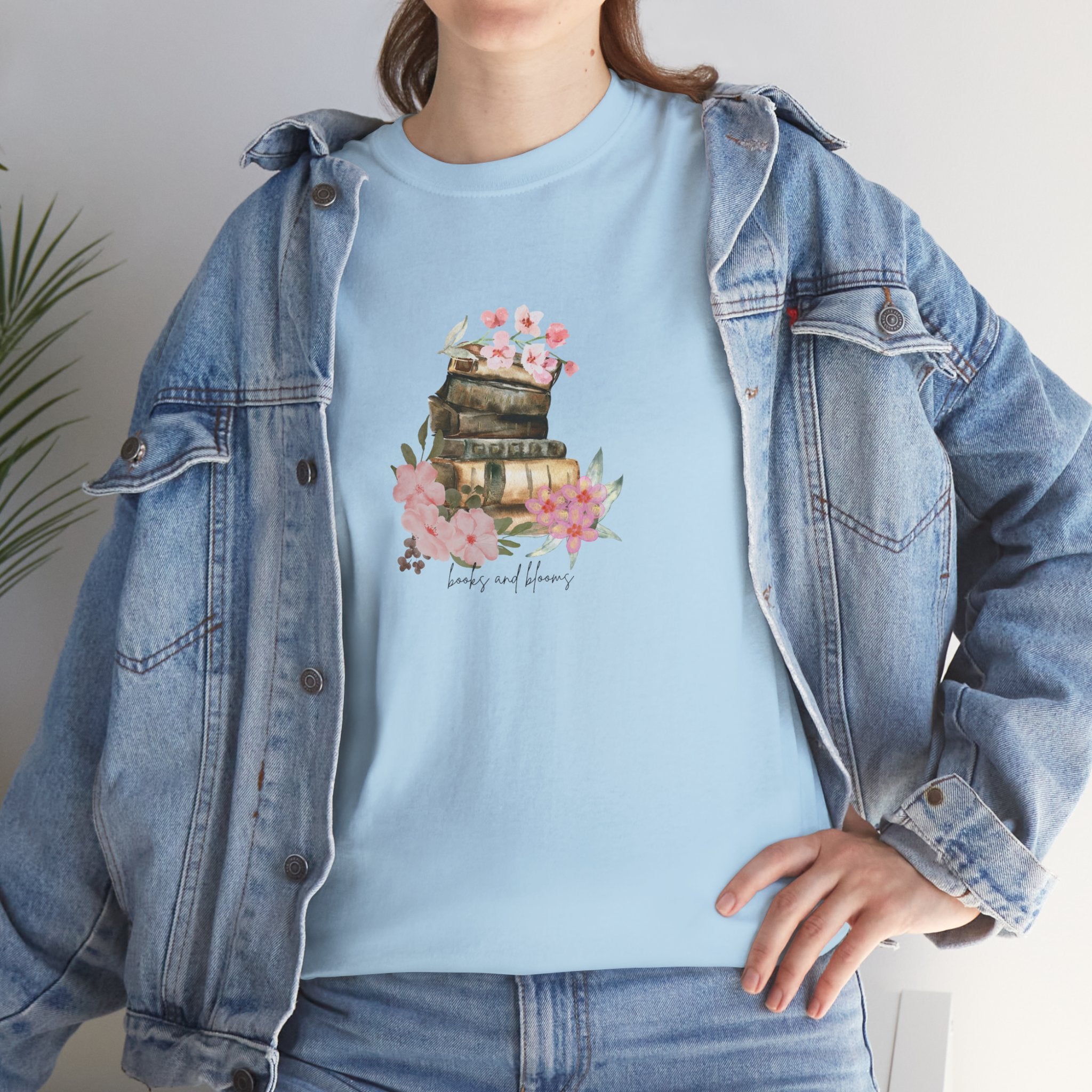 'Books and Blooms' T-shirt | Perfect Gift for Her | Tee for Book Lovers