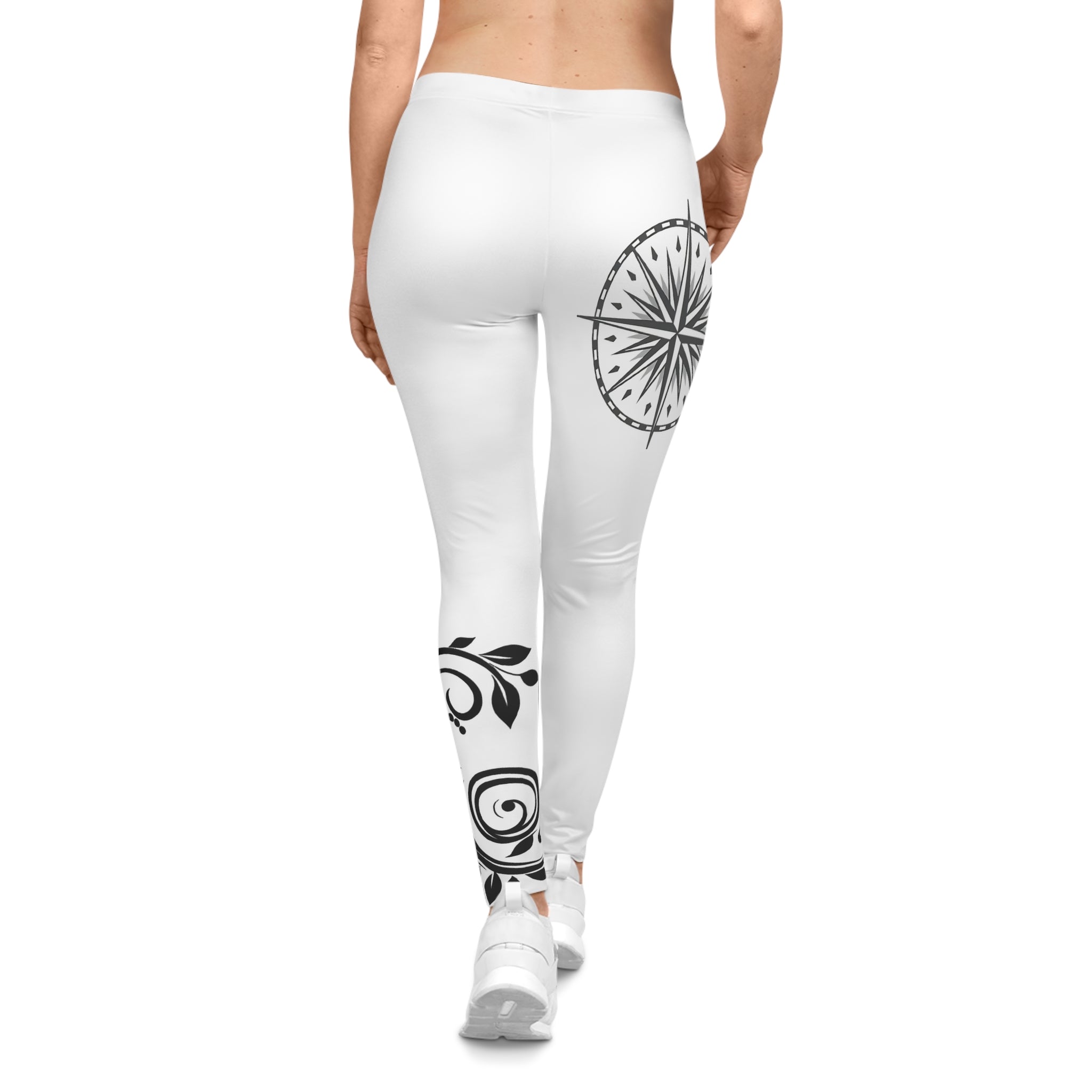 Chic Women’s Floral Leggings – White | Stylish Activewear & Everyday Comfort