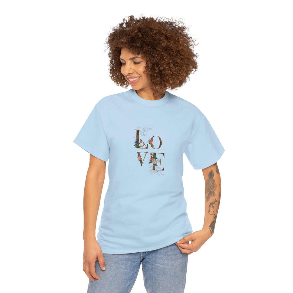 LOVE Floral Graphic Tee – Aesthetic Unisex T-Shirt, Soft Cotton Casual tee