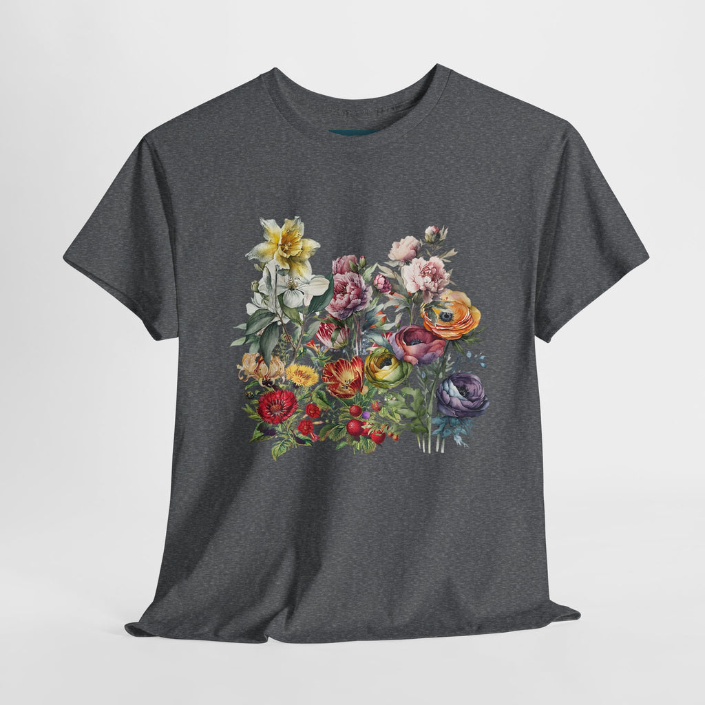 Floral Print Unisex Cotton Tee – Spring flowers Casual T-Shirt.