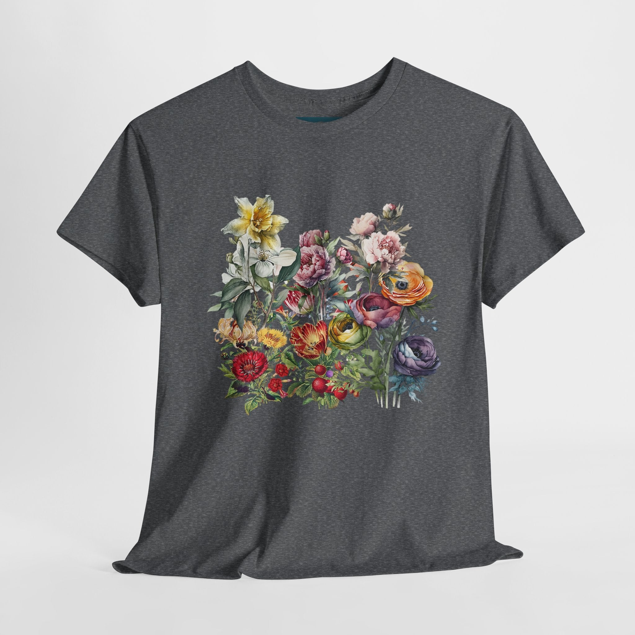 Floral Print Unisex Cotton Tee – Spring flowers Casual T-Shirt.
