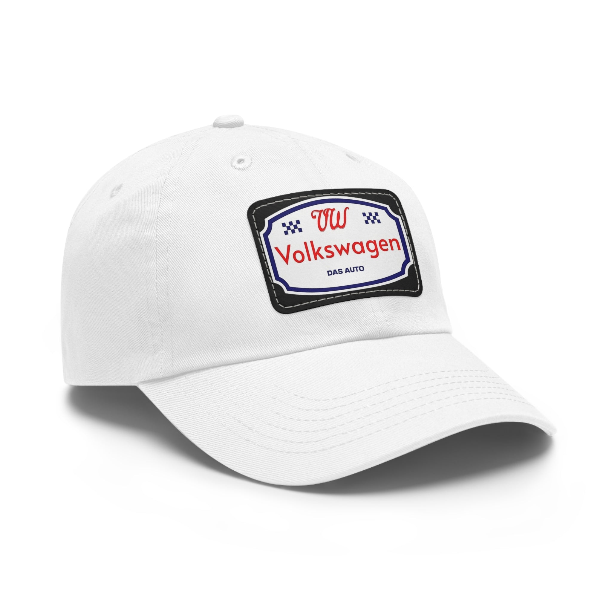 VW Logo Chino Twill Cap – Leather Patch Hat for Car Lovers