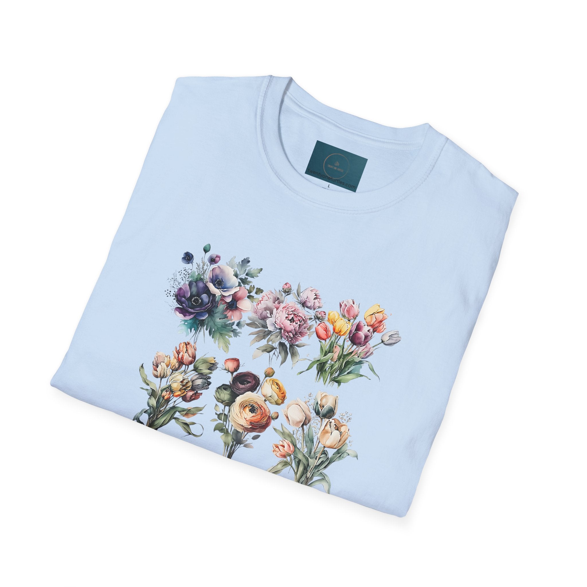 Floral Garden Unisex T-Shirt - Softstyle Casual Tee, Summer Wardrobe & Gift for Her