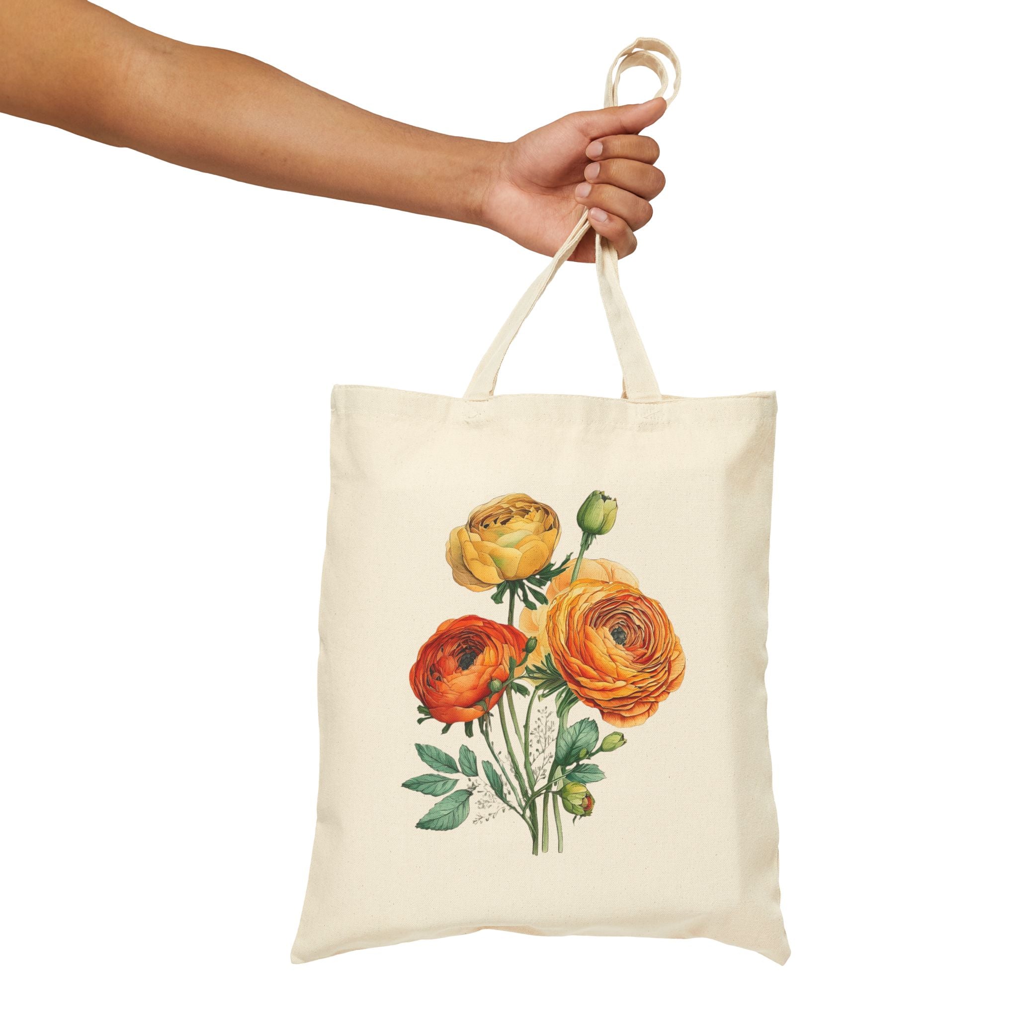 Floral Art Canvas Tote Bag – Eco-Friendly Shopping & Beach Bag