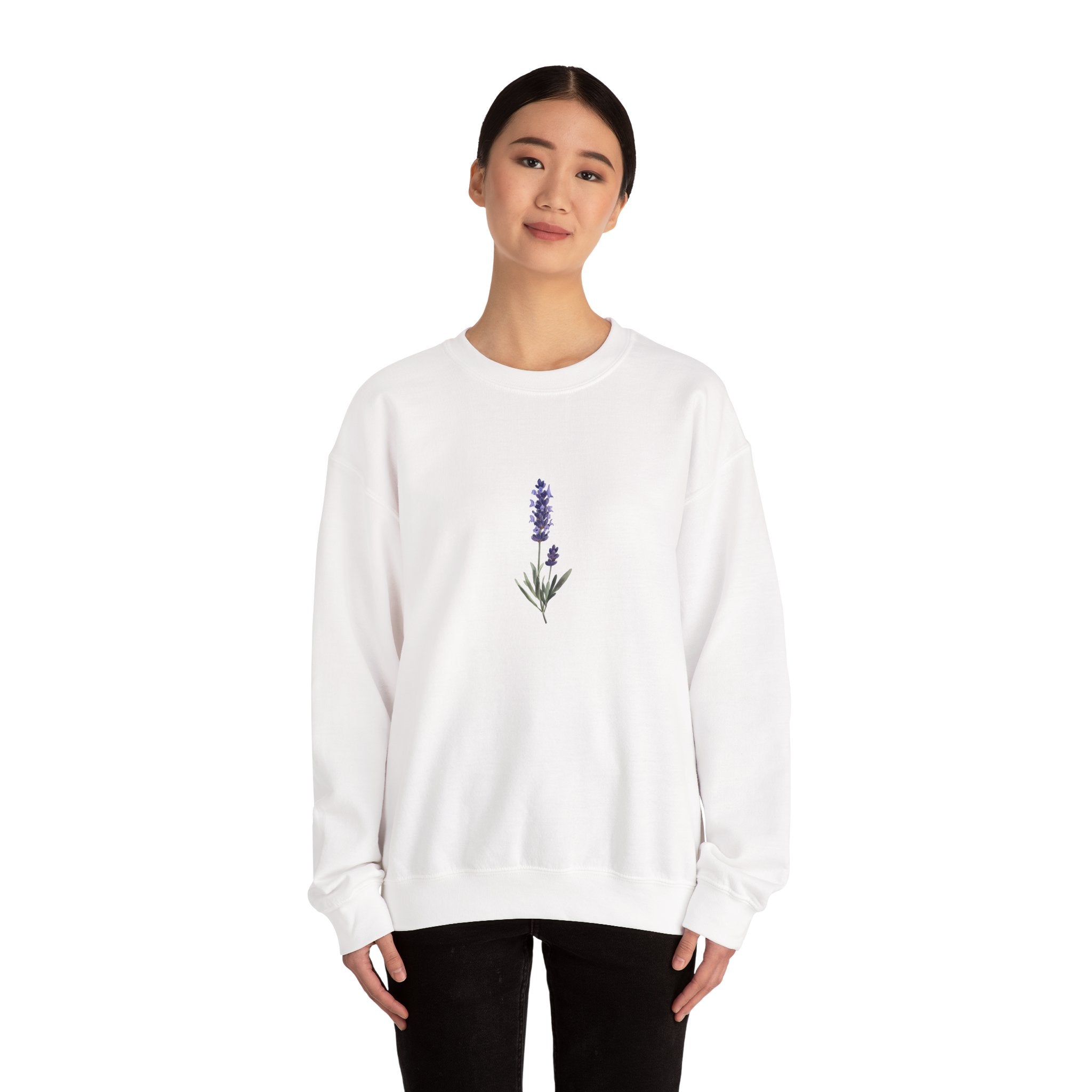 Lavender Bloom Crewneck Sweatshirt – Cozy Unisex Floral Sweatshirt