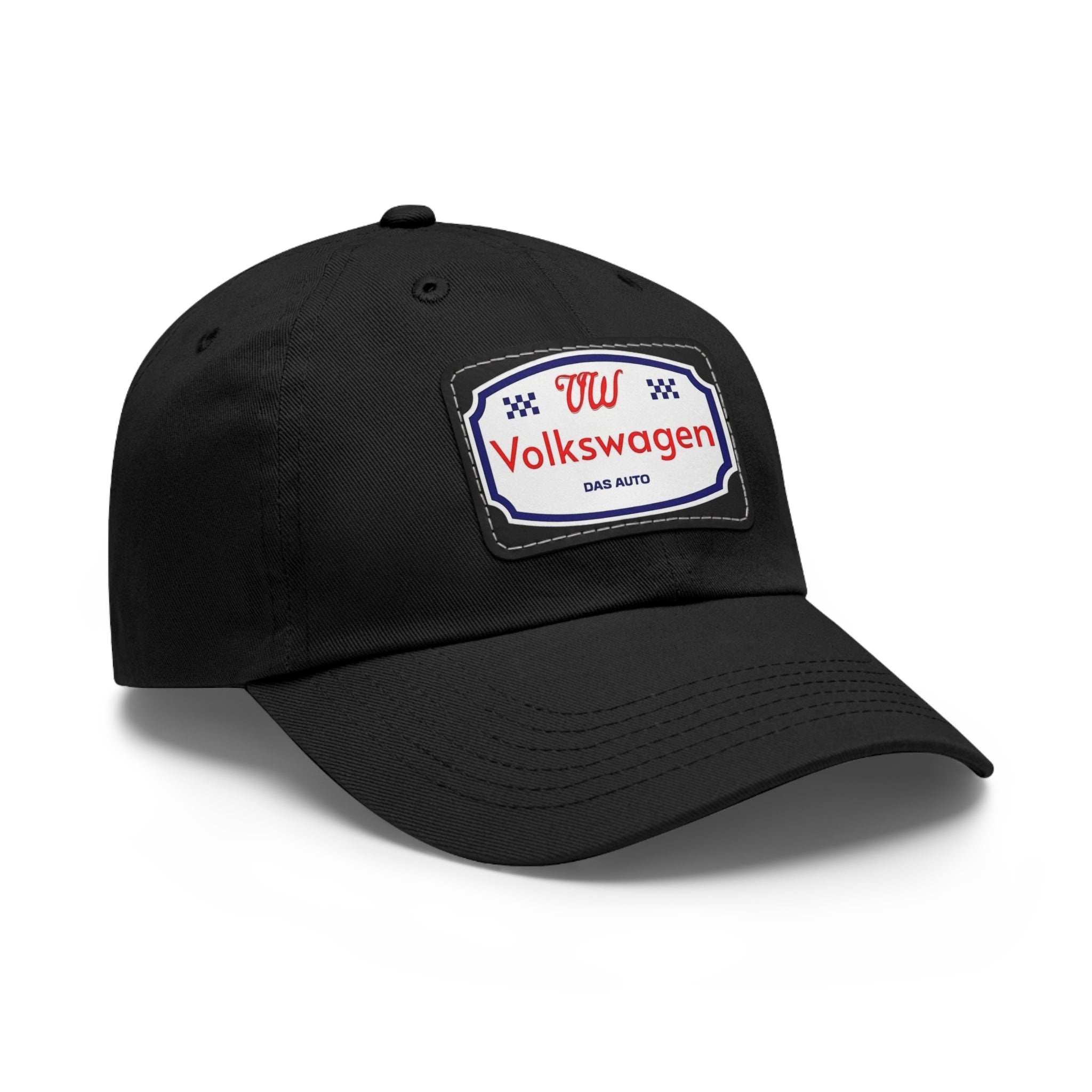 VW Logo Chino Twill Cap – Leather Patch Hat for Car Lovers