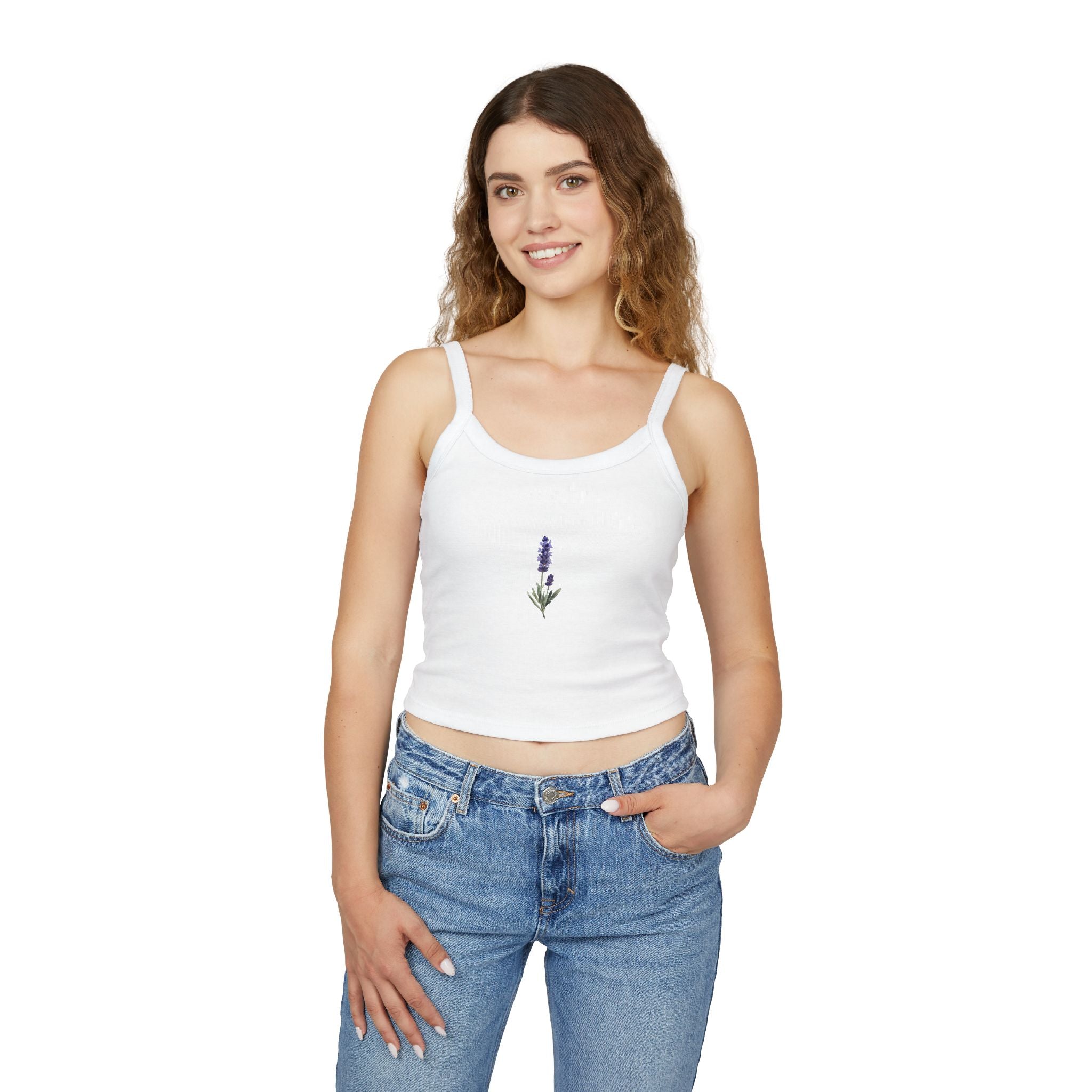 Boho Lavender Floral Tank – Women’s Spaghetti Strap Summer Top