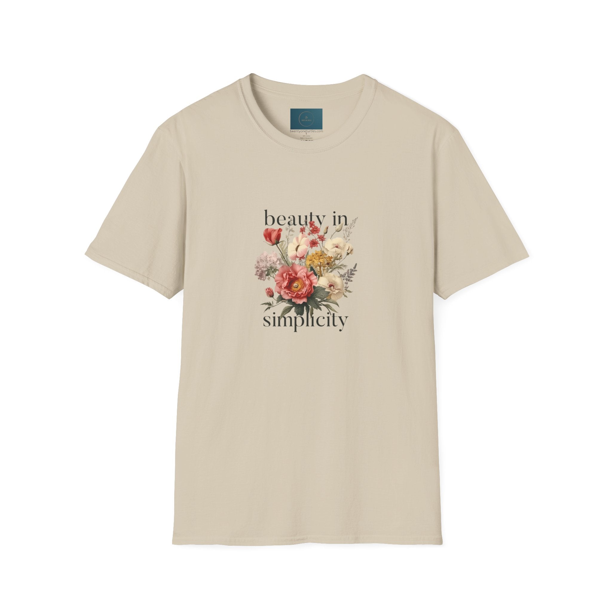 "Beauty in Simplicity" Floral Unisex T-Shirt – Softstyle Casual Tee, Relaxed Fit