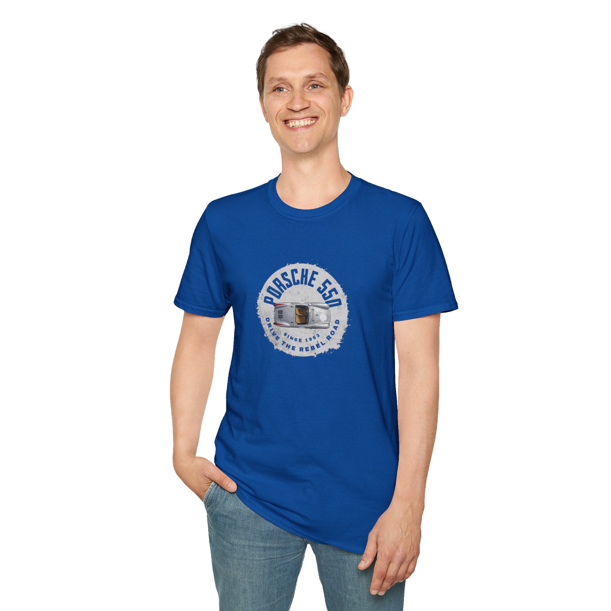 Porsche 550 Unisex Softstyle T-Shirt – Vintage Car Tee for Classic Car Lovers & Road Trip Enthusiasts