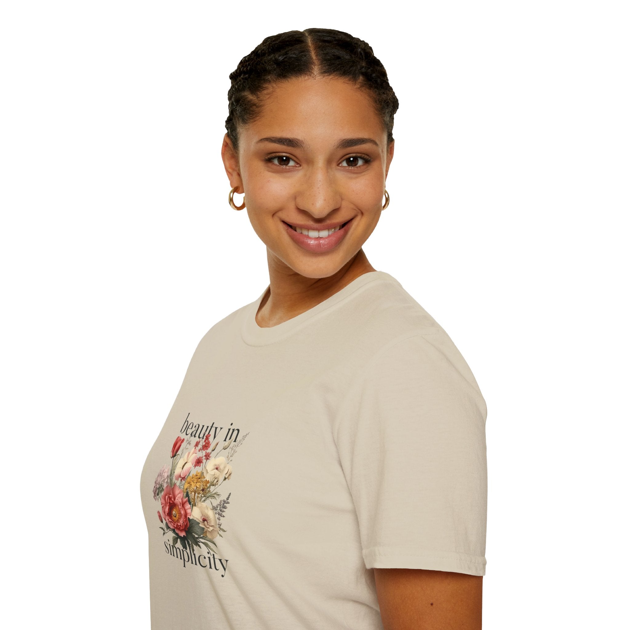 "Beauty in Simplicity" Floral Unisex T-Shirt – Softstyle Casual Tee, Relaxed Fit