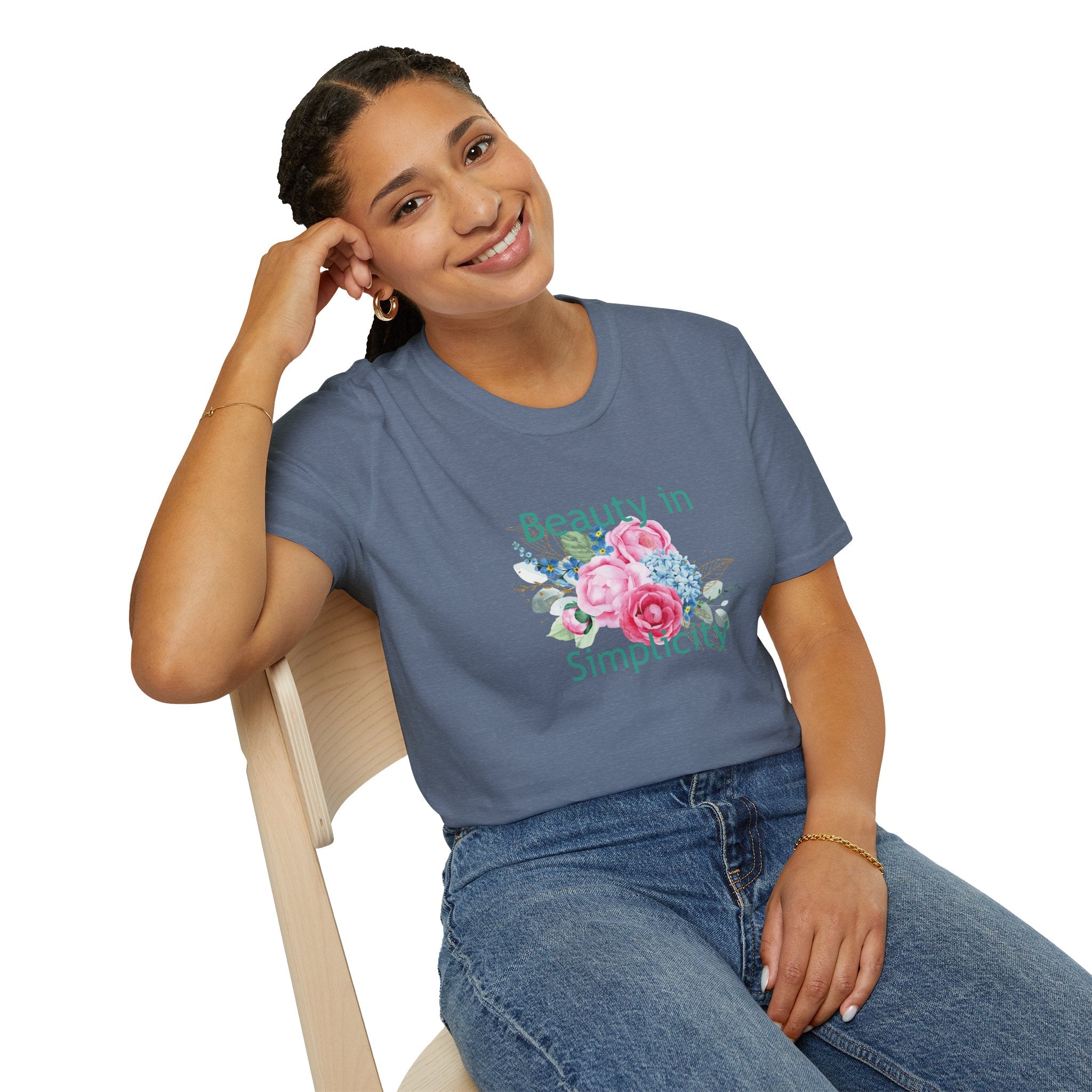 "Unisex Floral T-Shirt – 'Beauty in Simplicity' Eco-Friendly Summer Tee"