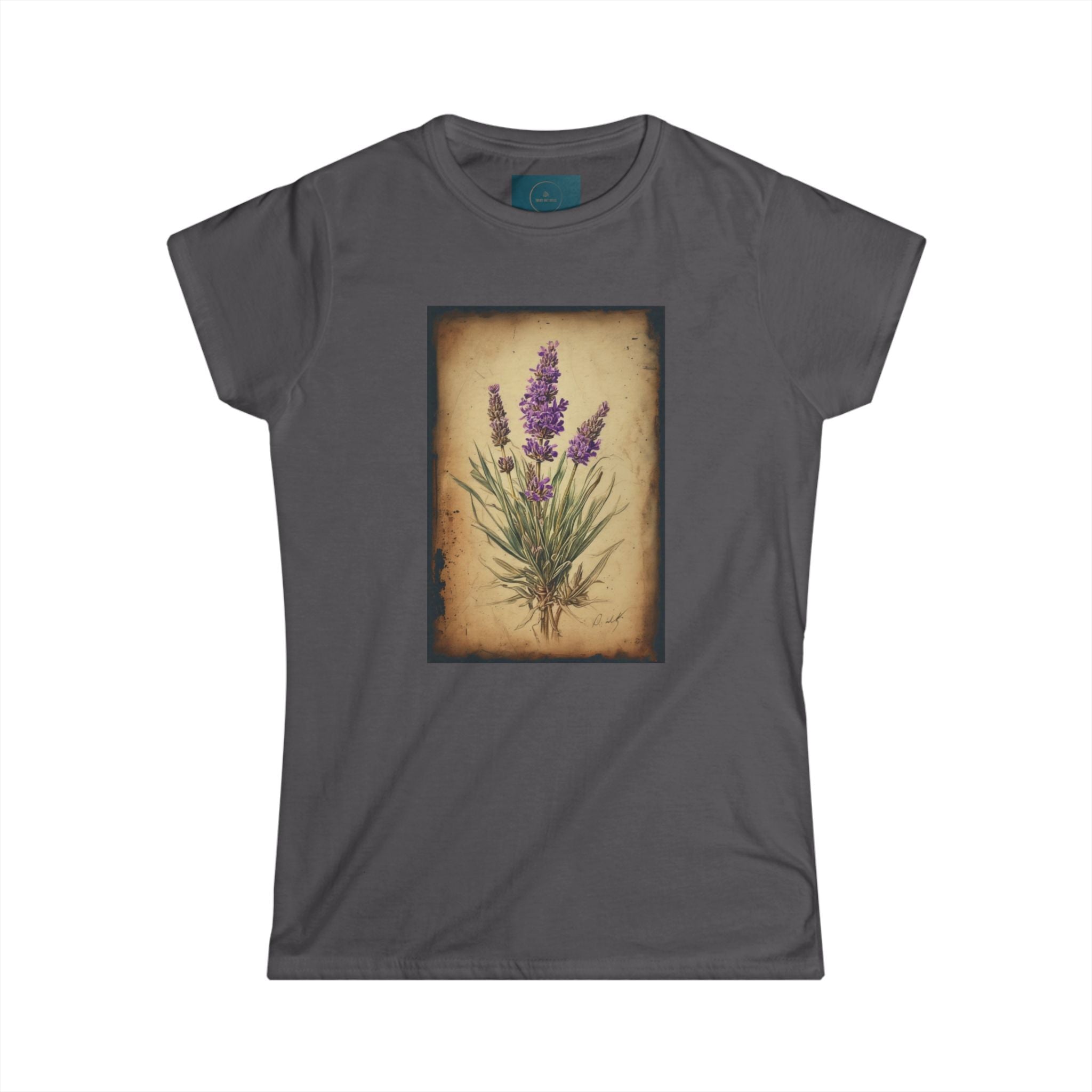 Lavender Floral Women’s Semi-Fitted Tee – Vintage Botanical Print Top