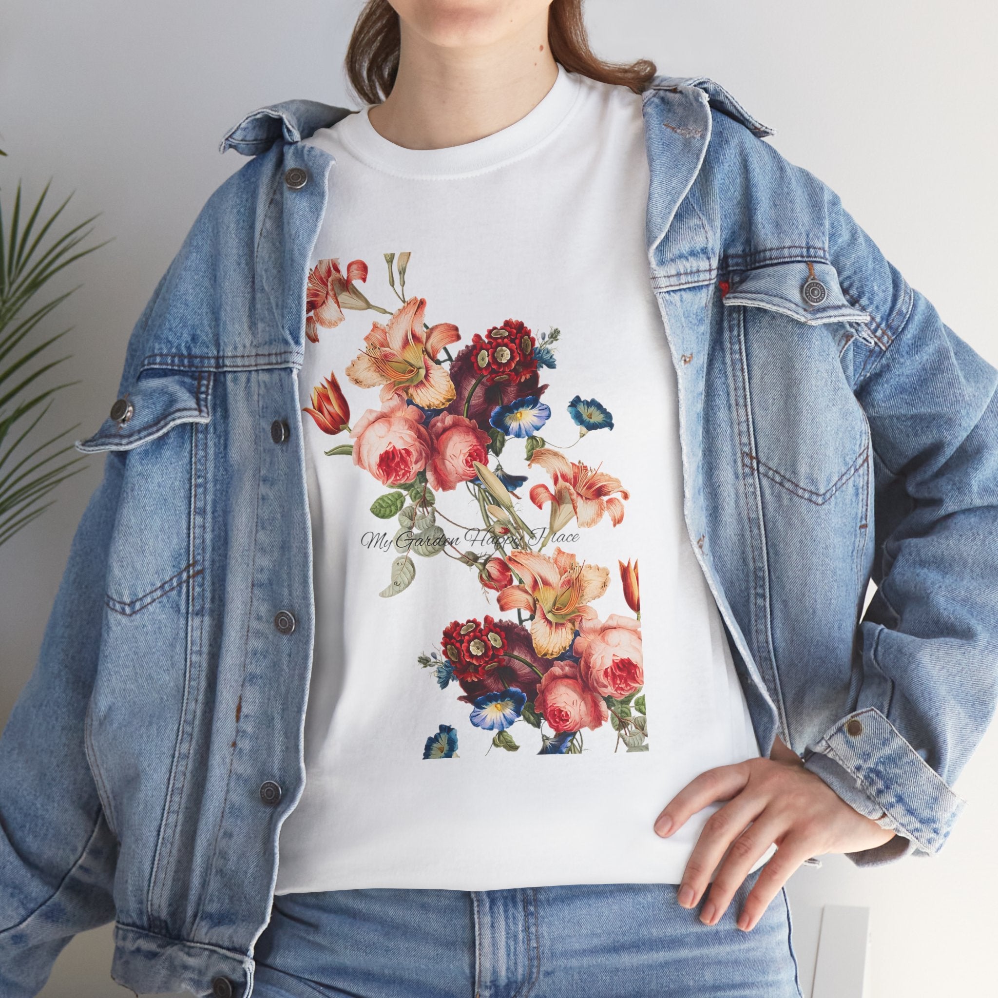 Floral 'Garden Happy Place' Unisex T-Shirt – Cute Vintage Graphic Tee