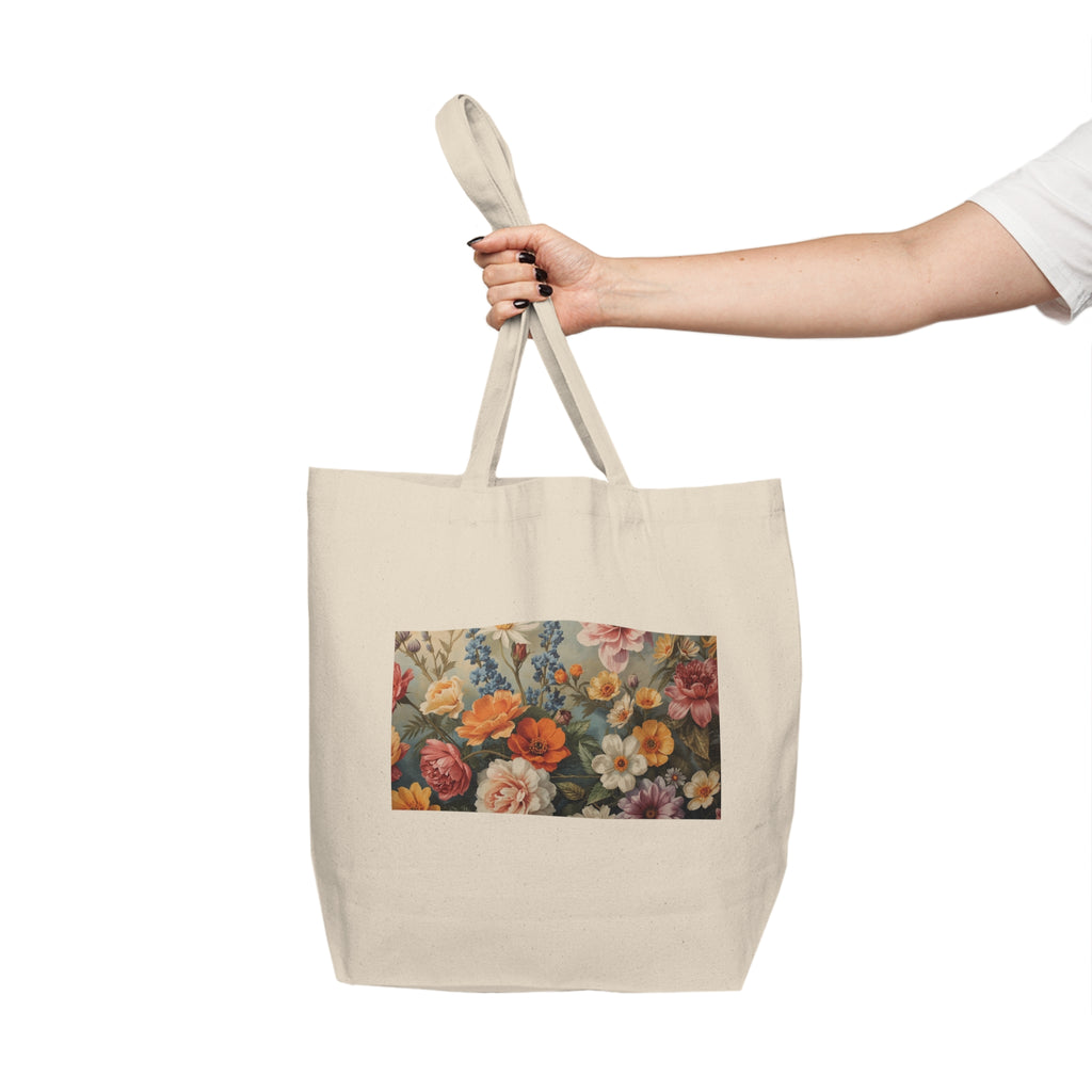Floral Canvas Tote Bag – Beautiful Stylish Floral Prints, Reusable Beach & Grocery Bag