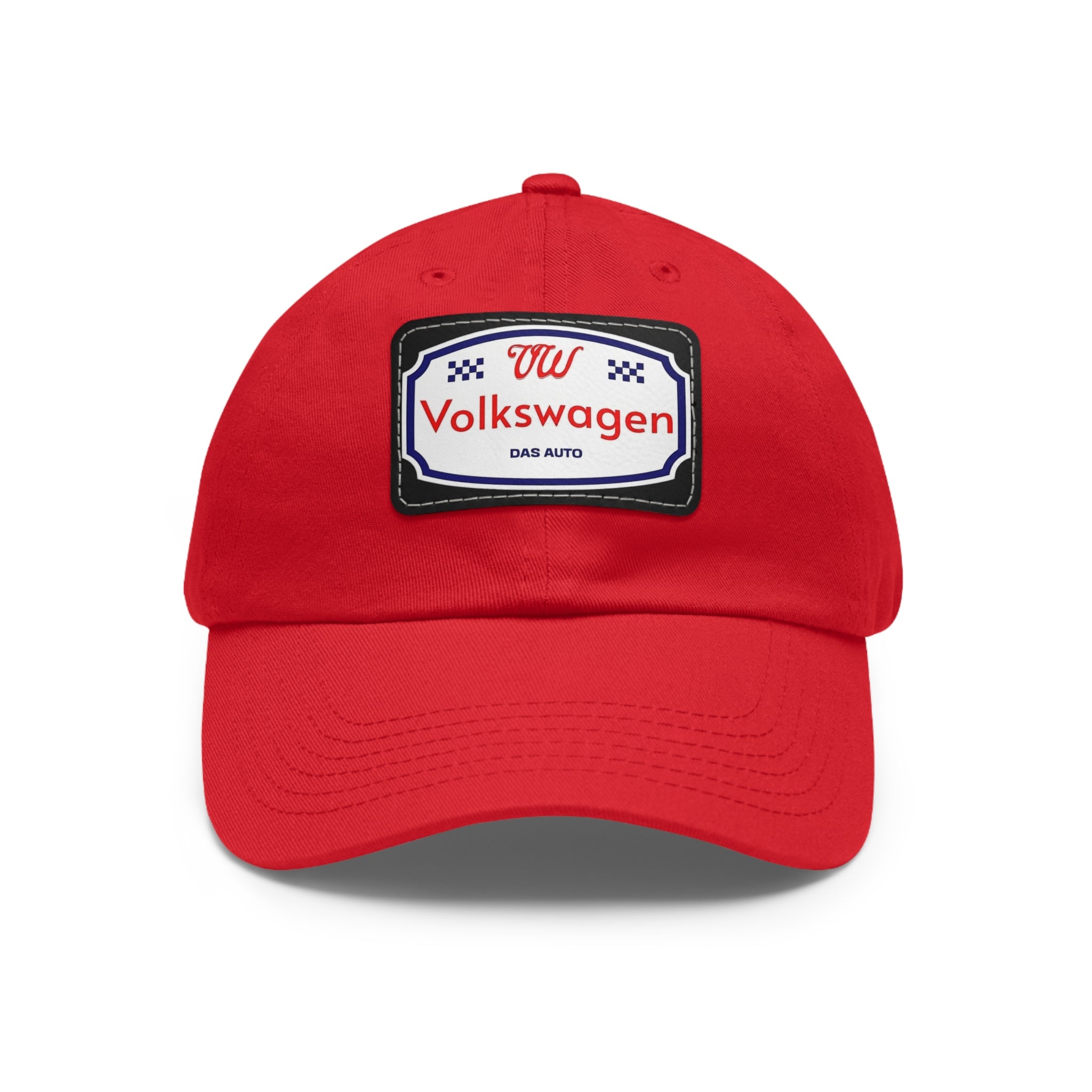 VW Logo Chino Twill Cap – Leather Patch Hat for Car Lovers