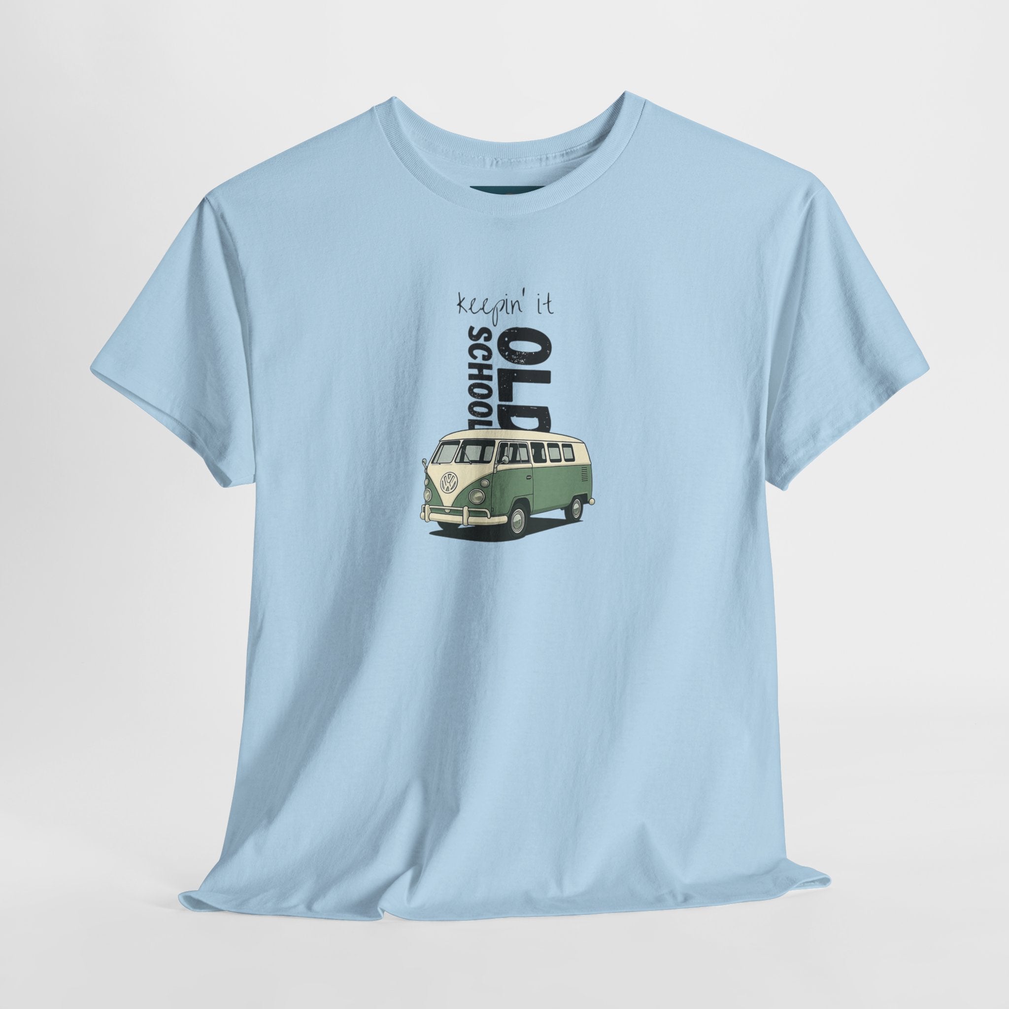 Retro VW Bus Tee | 'Keepin' It Old School' Road Trip Shirt, Vintage Camper Graphic Shirt