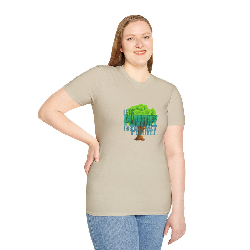 "Let's Plantify This Planet" Tree T-Shirt 🌳 | Unisex Cotton Tee for Nature & Garden Lovers