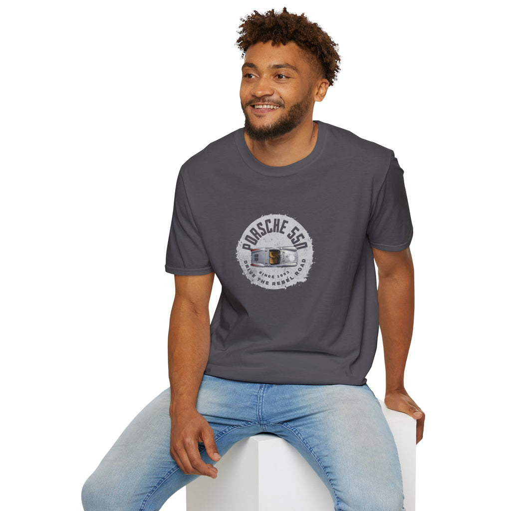 Porsche 550 Unisex Softstyle T-Shirt – Vintage Car Tee for Classic Car Lovers & Road Trip Enthusiasts